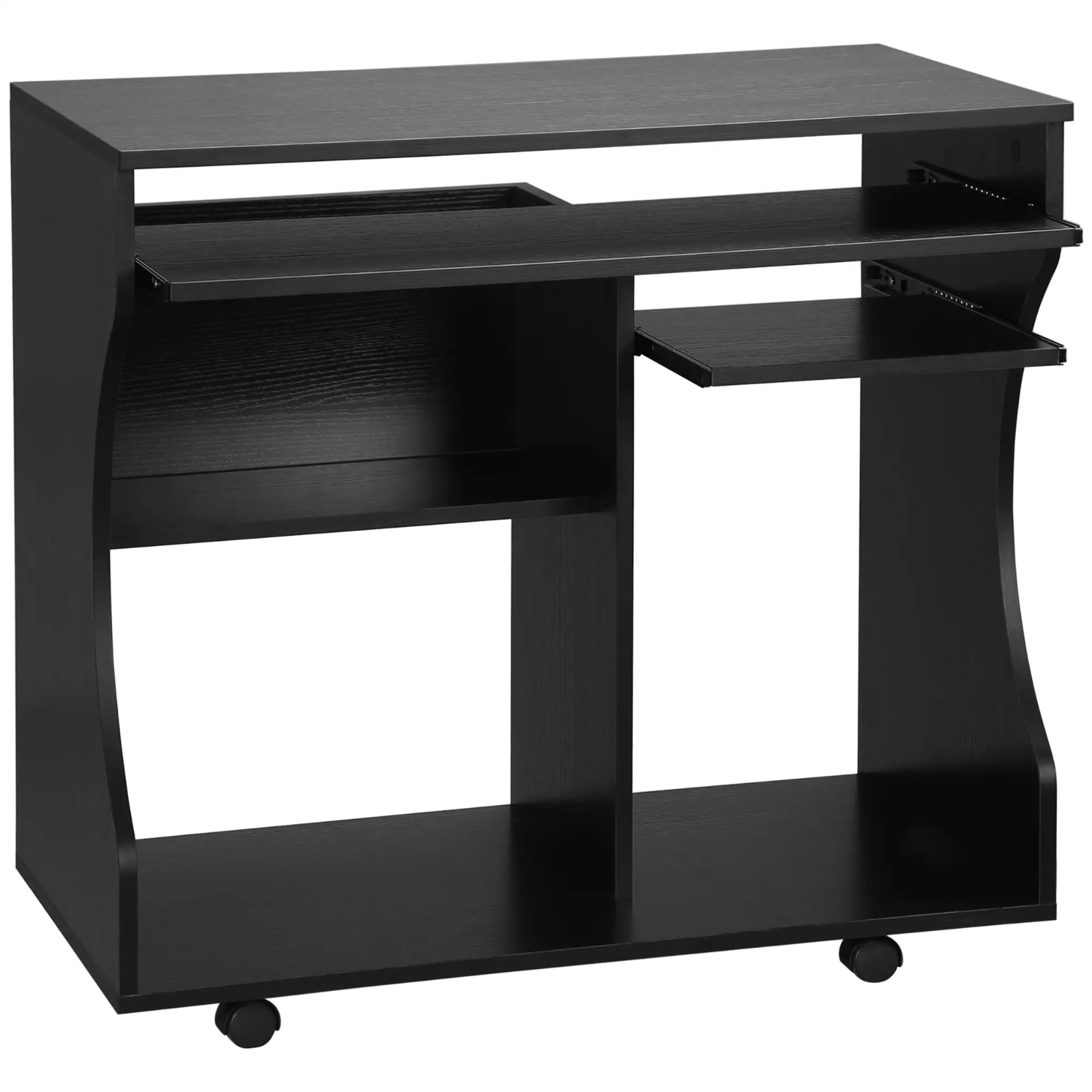 Small Computer Desk on Wheels Sliding Keyboard Tray Computer Table with Shelves - Home and Garden Furniture Shop - rustic - furniture