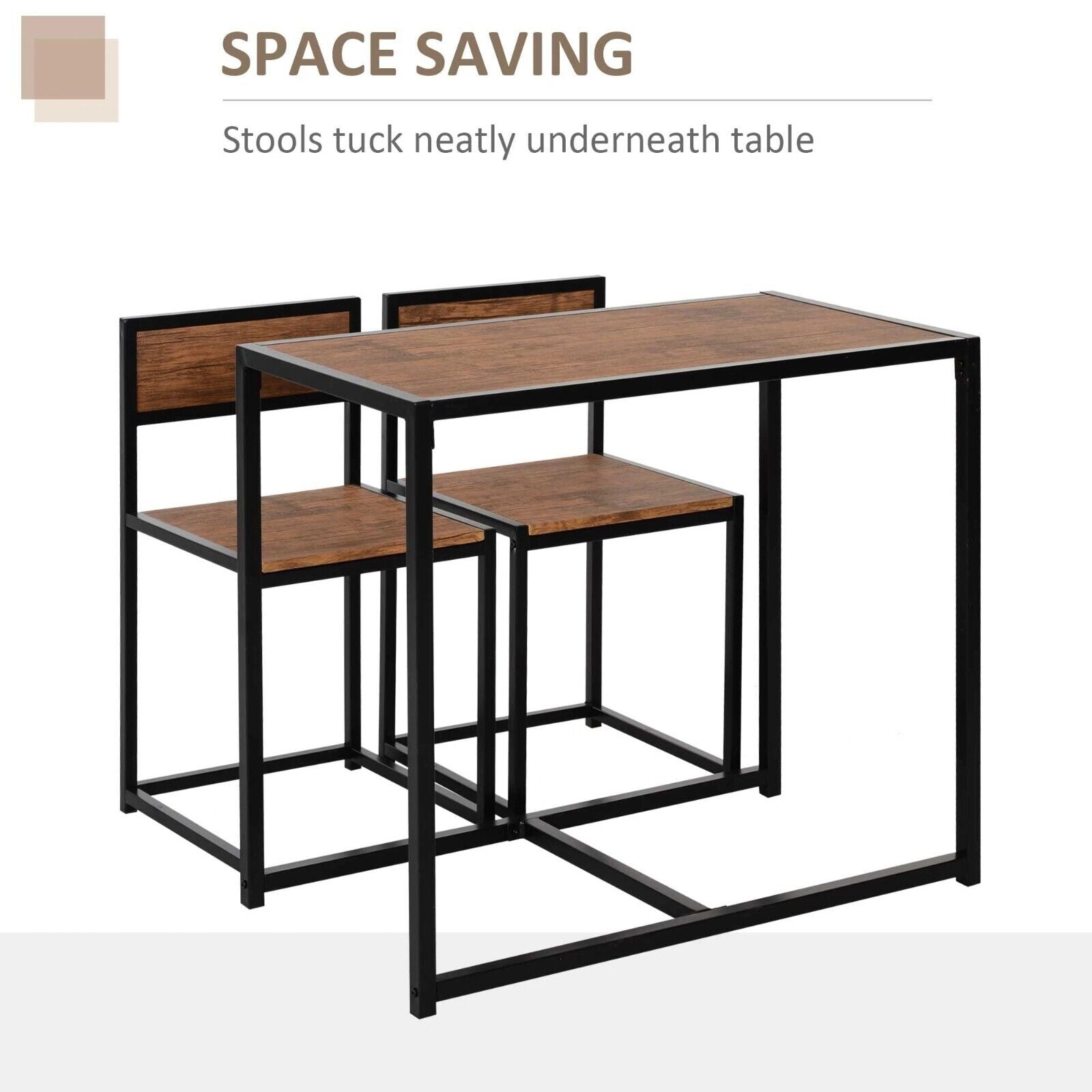 Small Dining Table 2 Chairs Set Space Saving Kitchen Breakfast Table Metal Legs - Home and Garden Furniture Shop - rustic - furniture