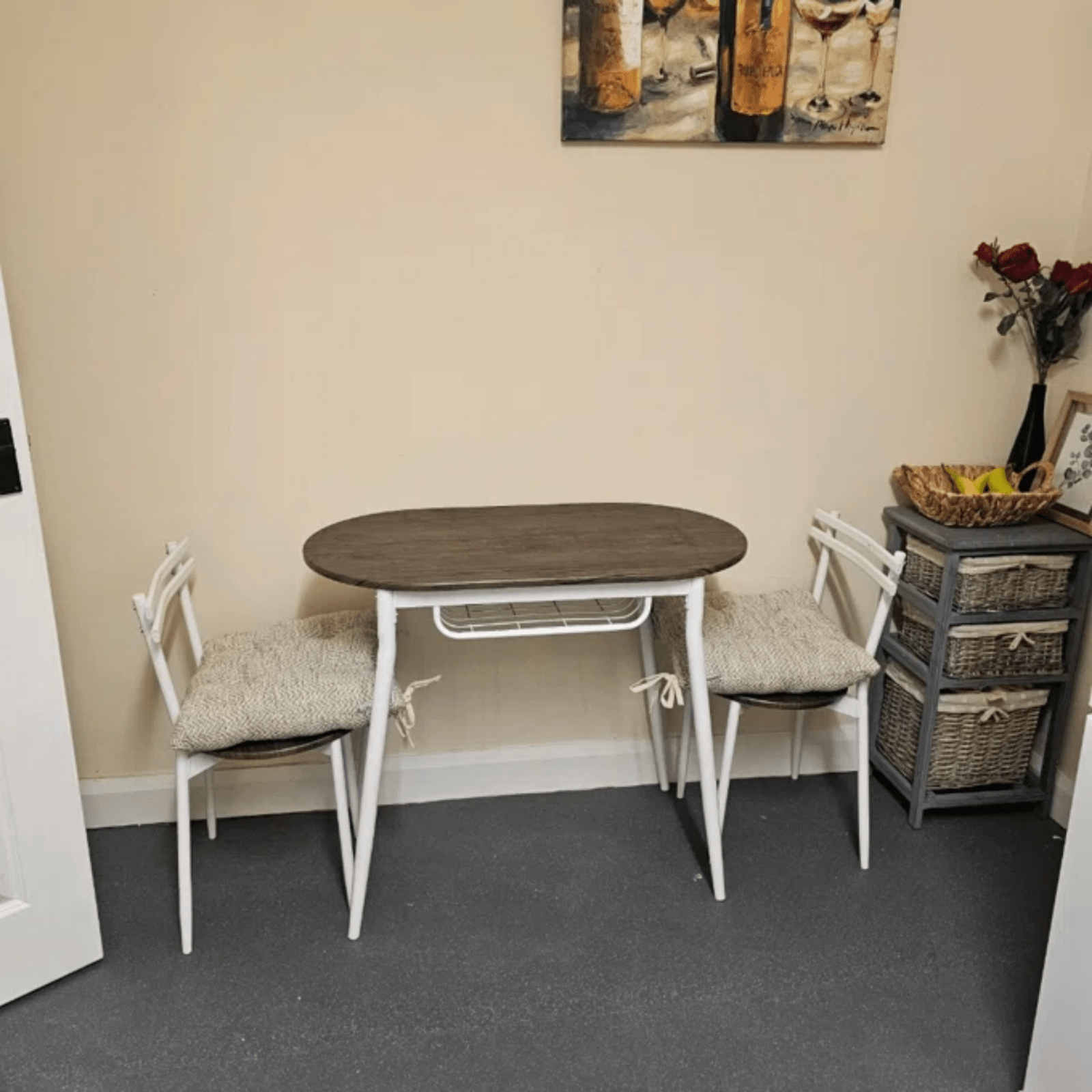 Small Kitchen Table 2 Chairs Set Space Saving 3 Piece Dining Table White Metal - Home and Garden Furniture Shop - rustic - furniture