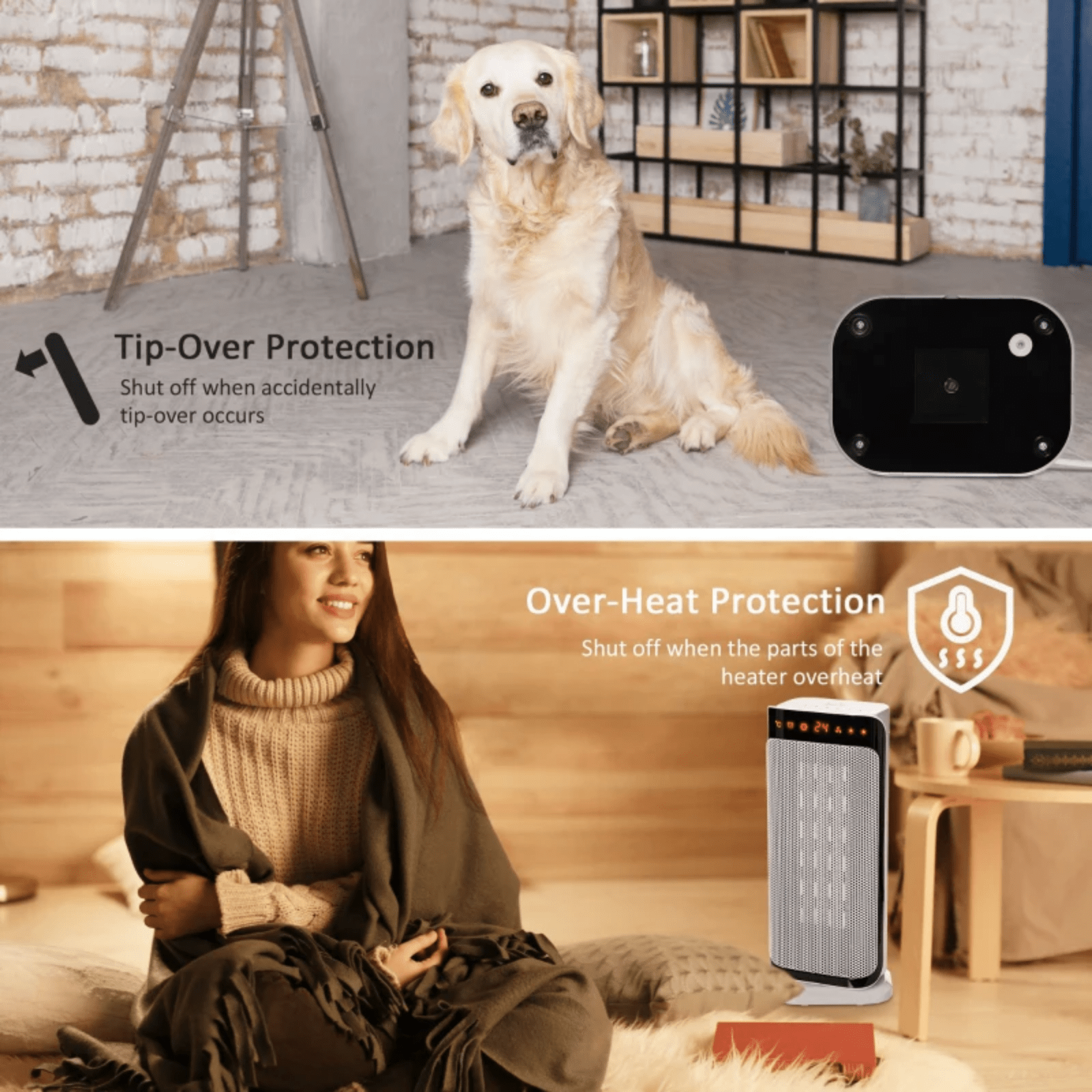 Small Portable Oscillating Heater Ceramic Space Heater with Remote Control Timer - Home and Garden Furniture Shop - #rustic - furniture#