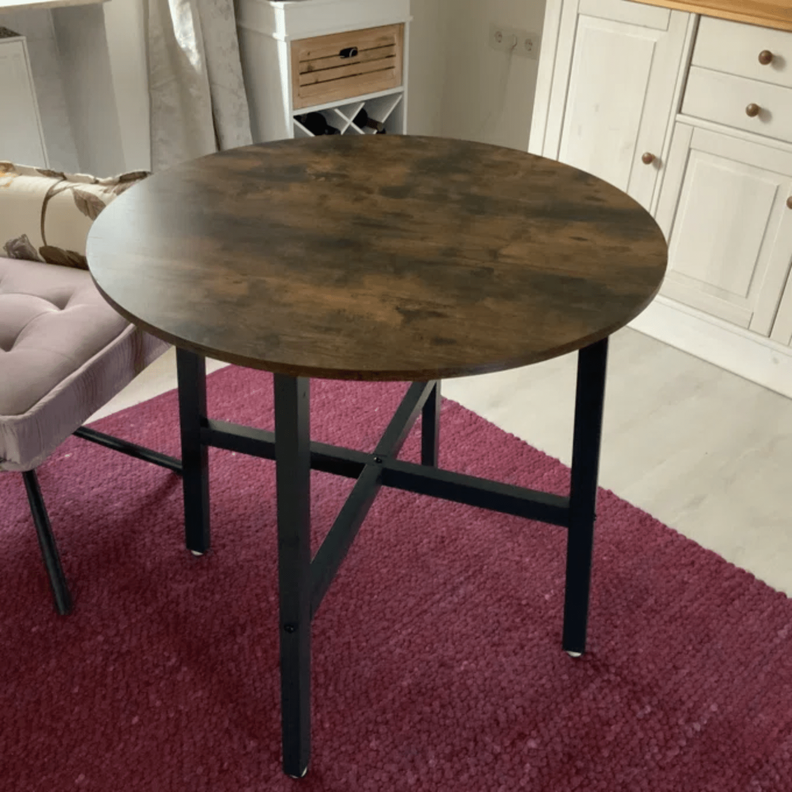 Small Round Dining Table for 4 People Metal Legs Industrial Kitchen Table 80cm - Home and Garden Furniture Shop - #rustic - furniture#