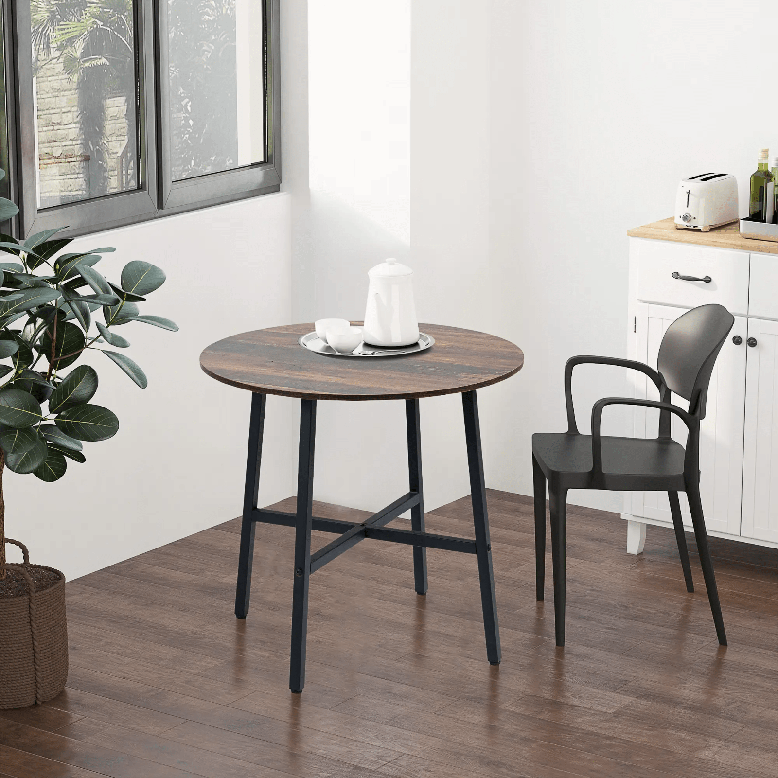 Small Round Dining Table for 4 People Metal Legs Industrial Kitchen Table 80cm - Home and Garden Furniture Shop - #rustic - furniture#