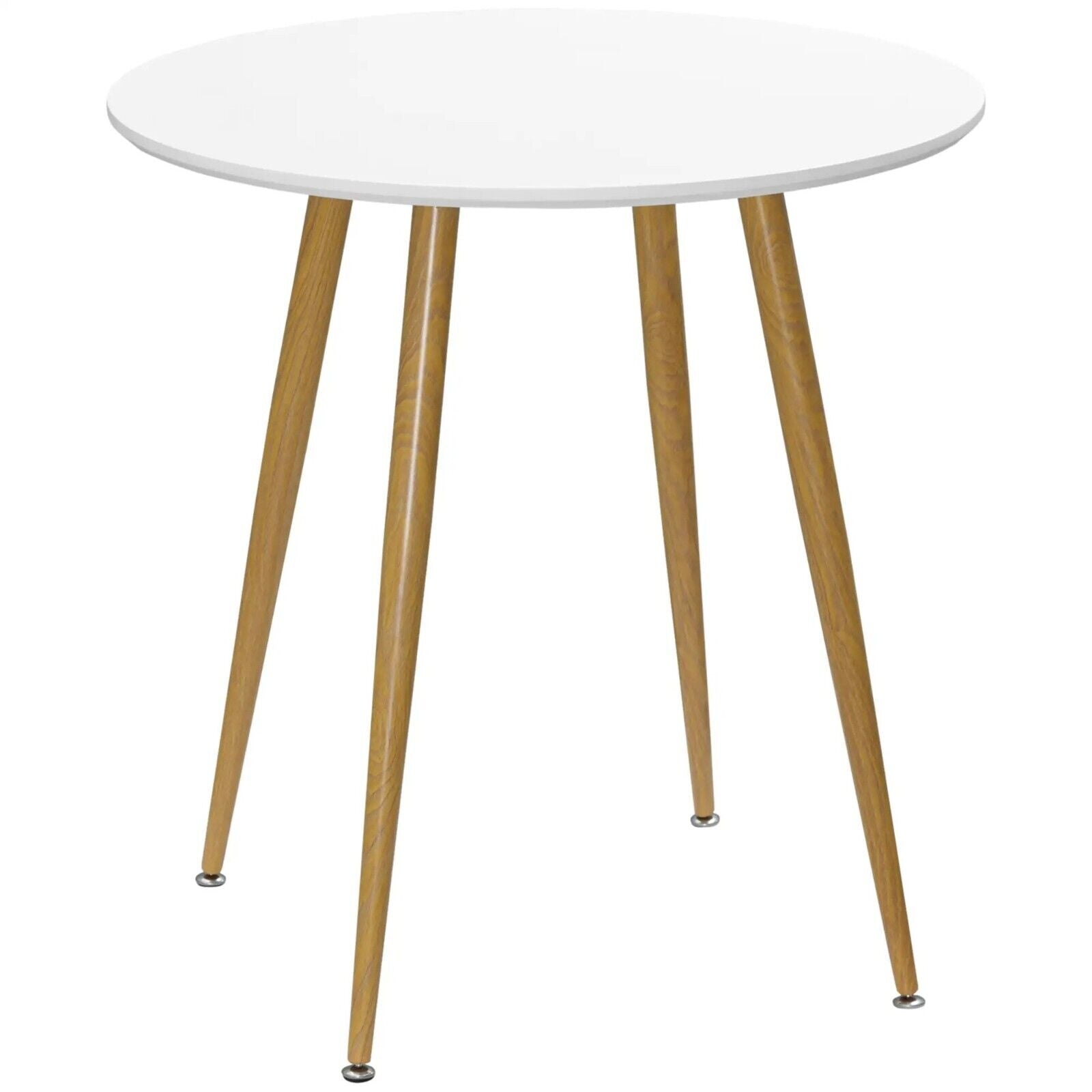 Small Round Dining Table Metal Legs Wood Effect White Kitchen Table for 2 People - Home and Garden Furniture Shop - #rustic - furniture#