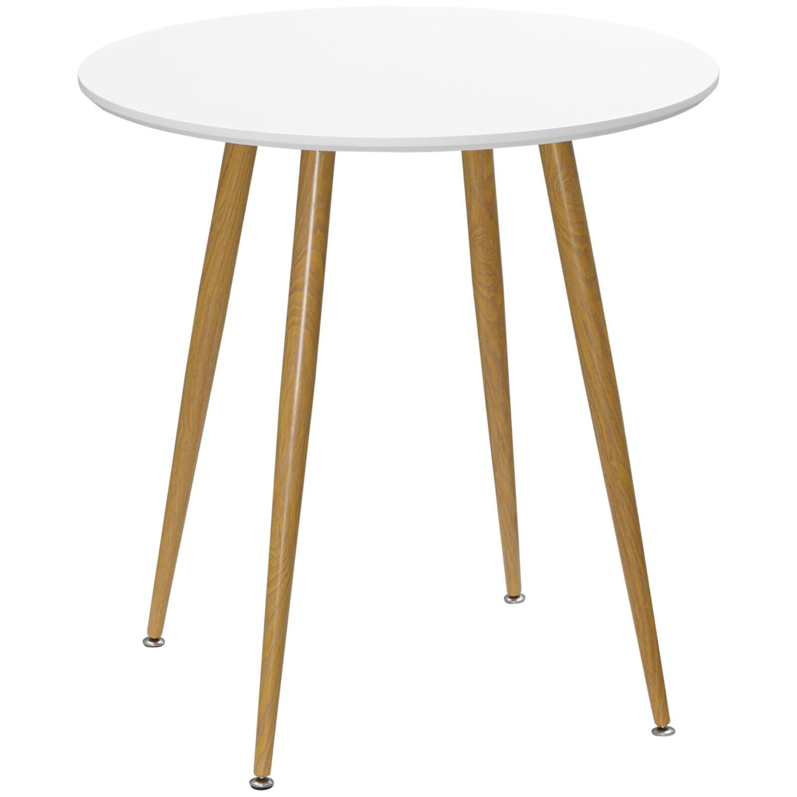 Small Round Dining Table Metal Legs Wood Effect White Kitchen Table for 2 People - Home and Garden Furniture Shop - #rustic - furniture#