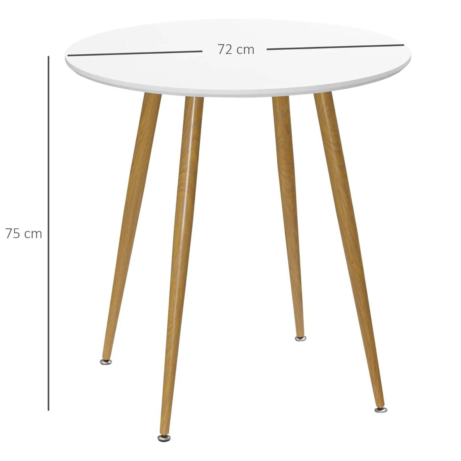 Small Round Dining Table Metal Legs Wood Effect White Kitchen Table for 2 People - Home and Garden Furniture Shop - #rustic - furniture#