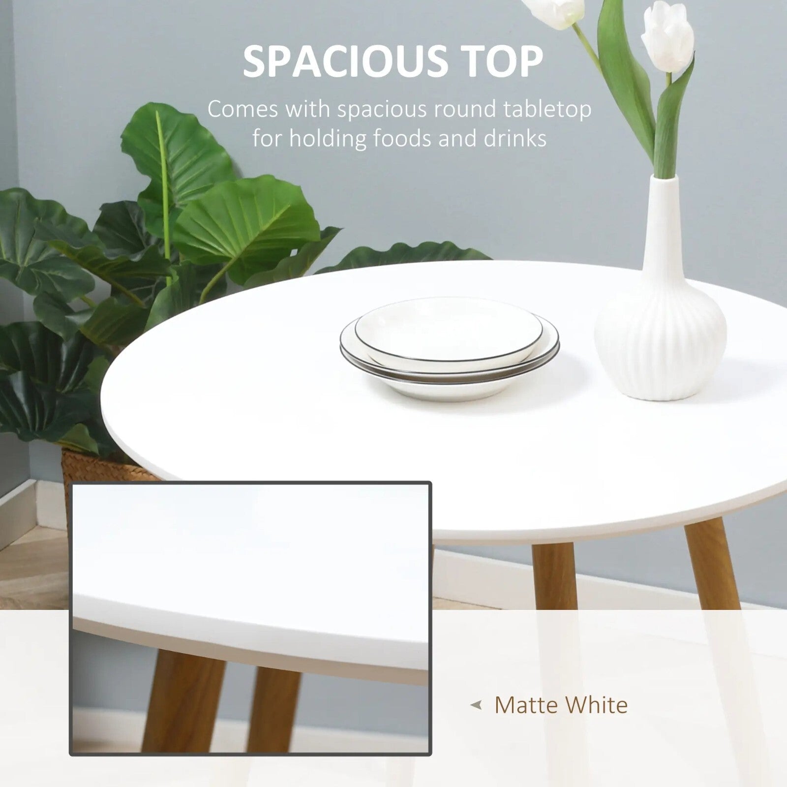 Small Round Dining Table Metal Legs Wood Effect White Kitchen Table for 2 People - Home and Garden Furniture Shop - rustic - furniture