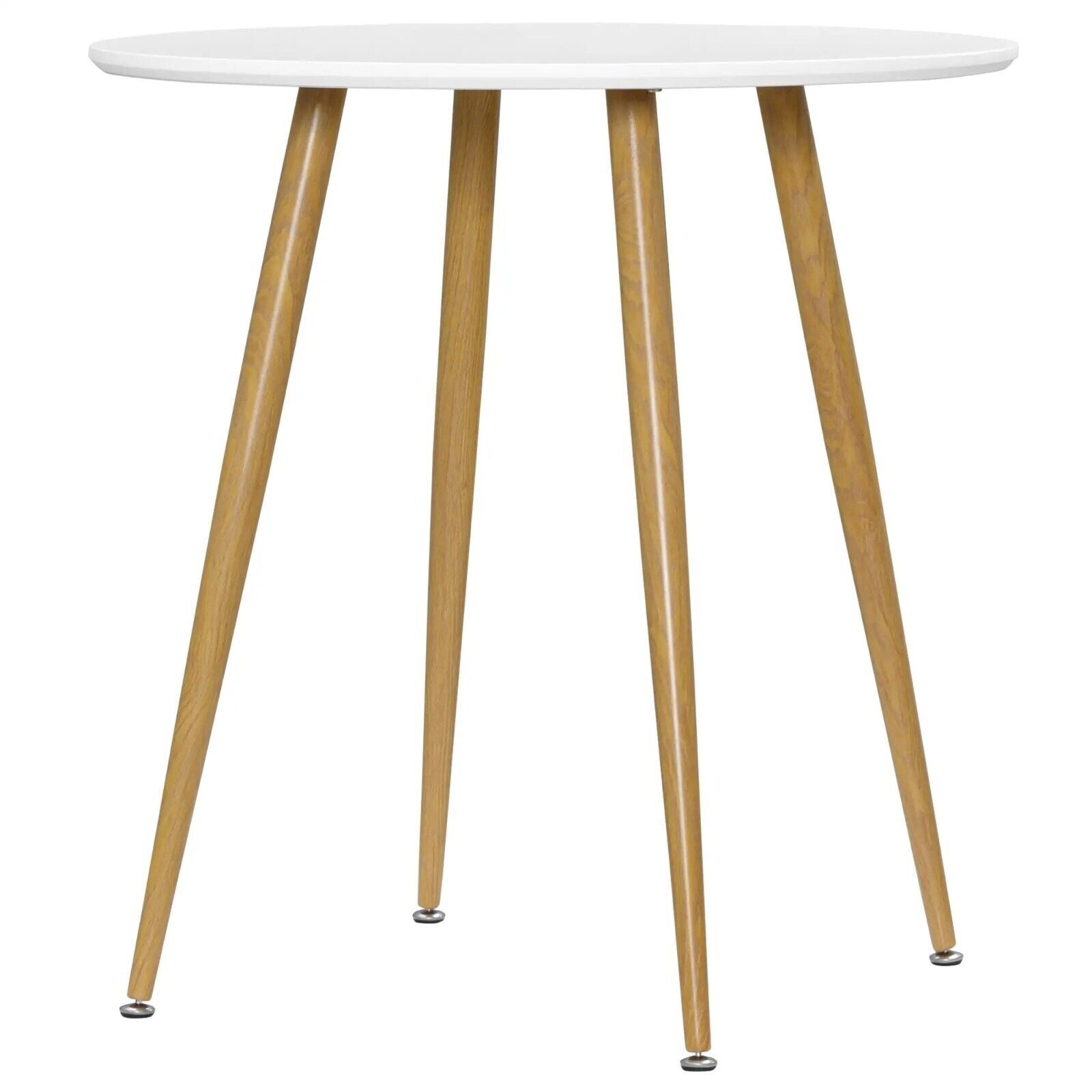 Small Round Dining Table Metal Legs Wood Effect White Kitchen Table for 2 People - Home and Garden Furniture Shop - #rustic - furniture#