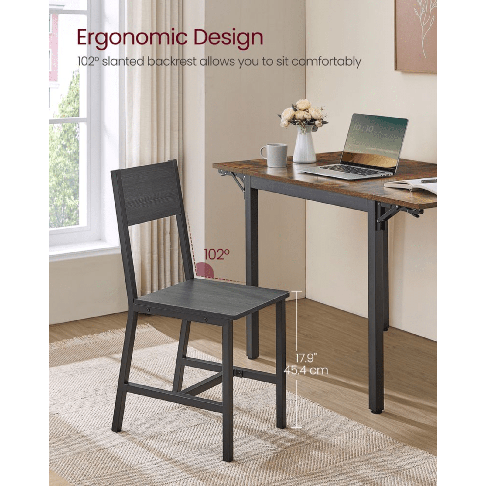 Small Table and 2 Chairs Set Space Saving Kitchen Round Dining Table Metal Legs - Home and Garden Furniture Shop - rustic - furniture