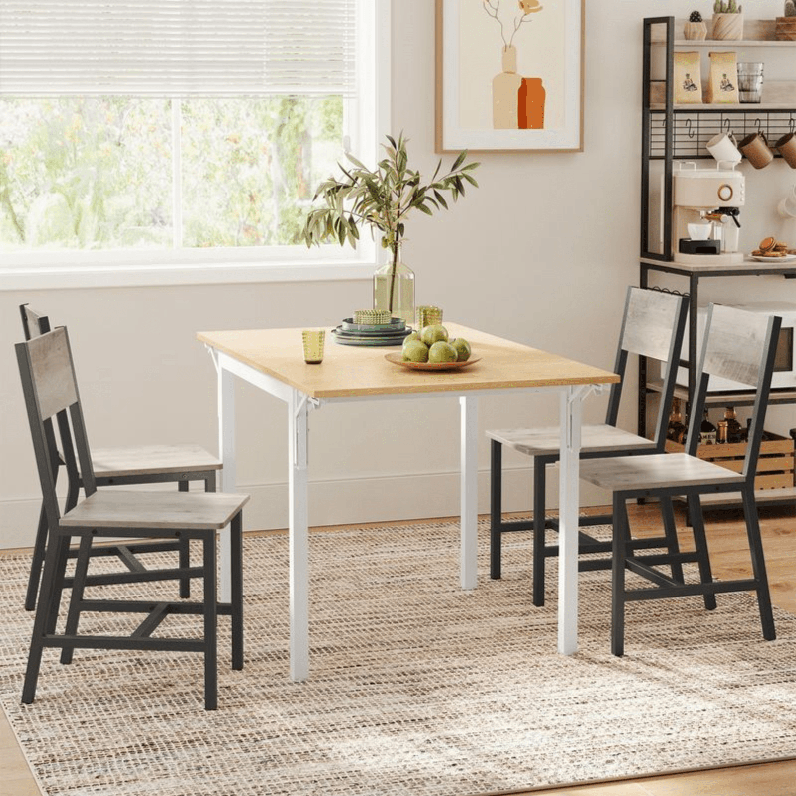 Small Table and 2 Chairs Set Space Saving Kitchen Round Dining Table Metal Legs - Home and Garden Furniture Shop - #rustic - furniture#