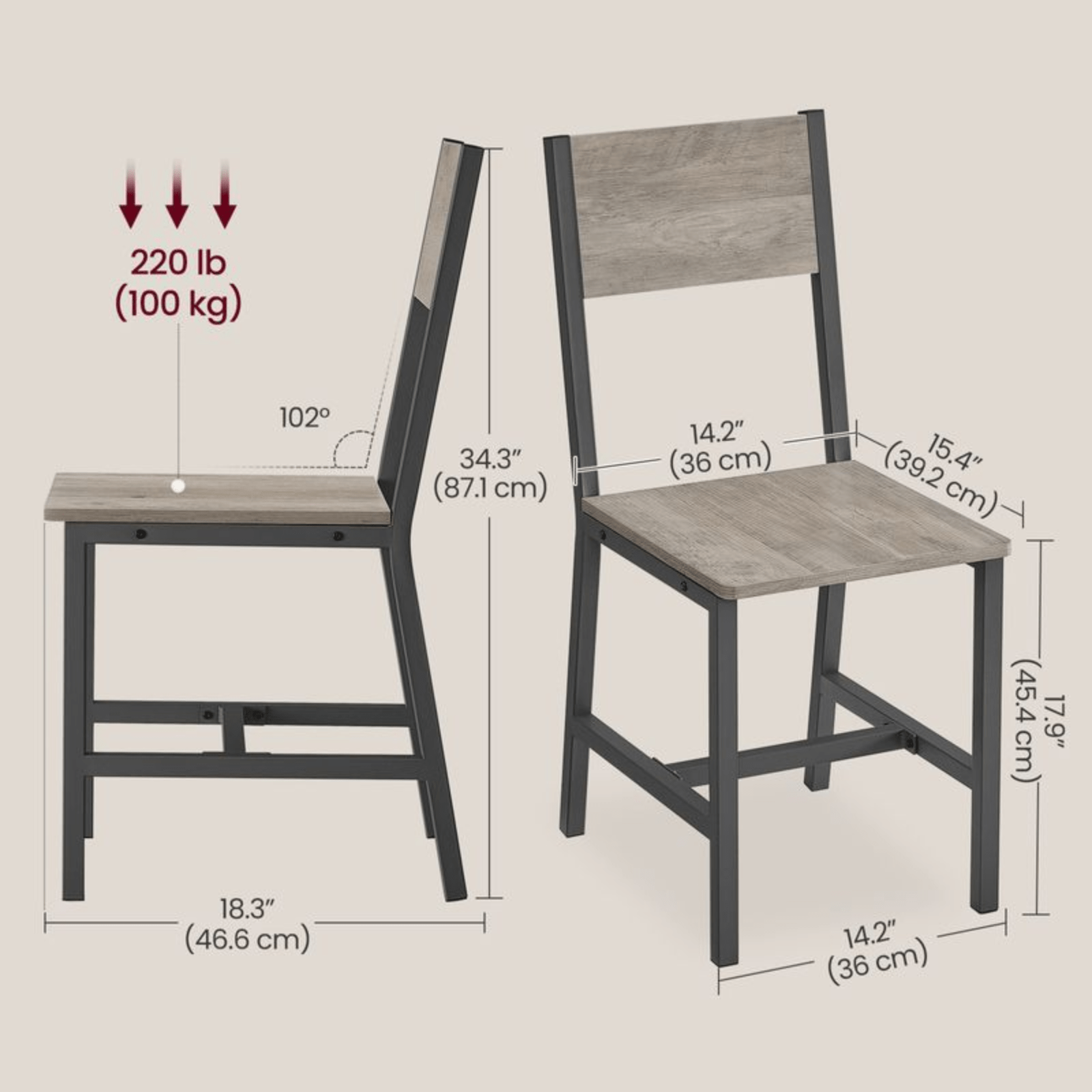 Small Table and 2 Chairs Set Space Saving Kitchen Round Dining Table Metal Legs - Home and Garden Furniture Shop - rustic - furniture