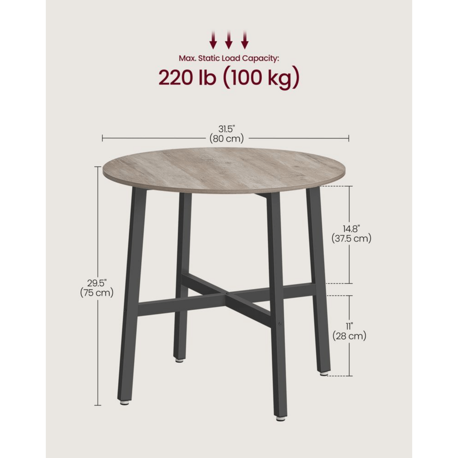 Small Table and 2 Chairs Set Space Saving Kitchen Round Dining Table Metal Legs - Home and Garden Furniture Shop - rustic - furniture