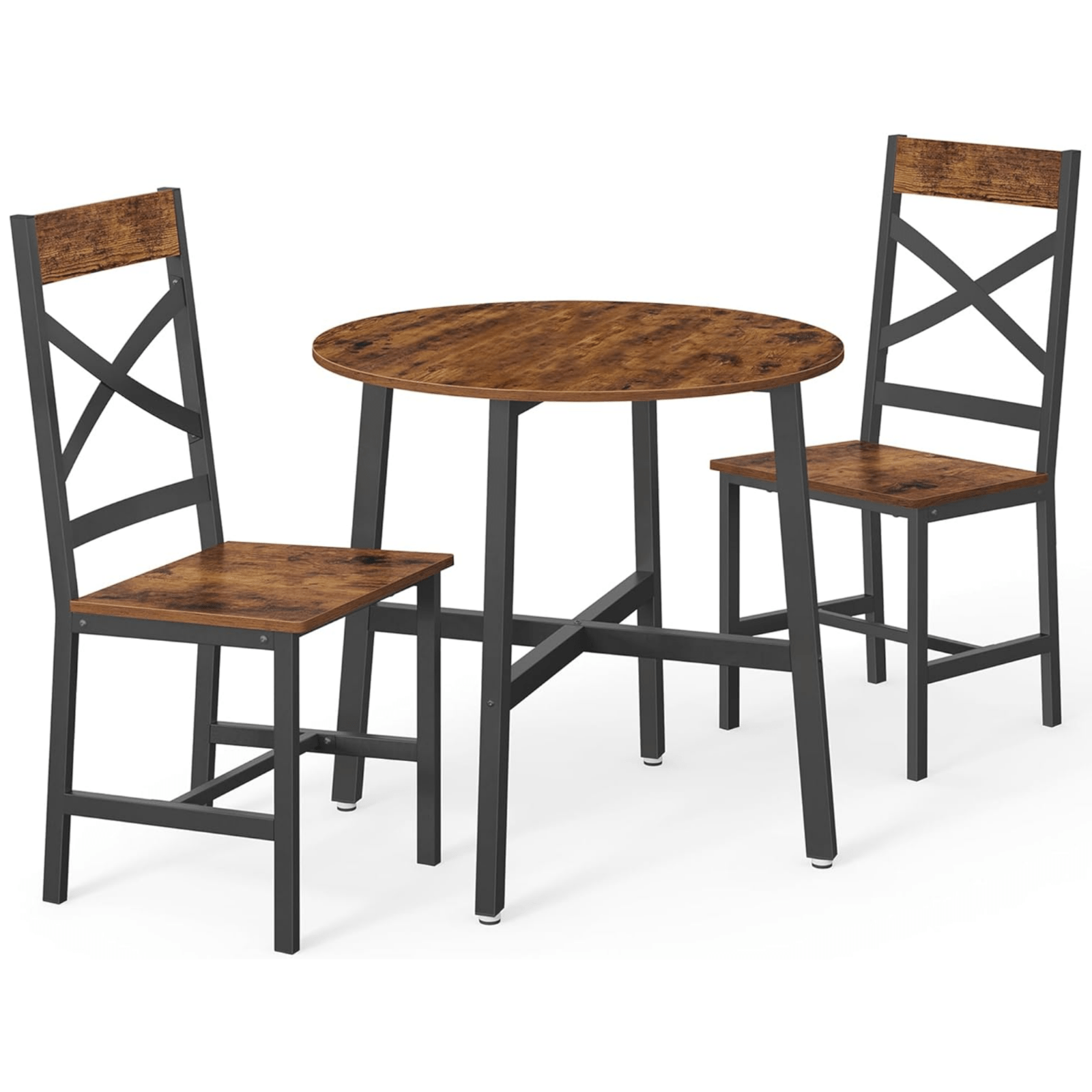 Small Table and 2 Chairs Set Space Saving Kitchen Round Dining Table Metal Legs - Home and Garden Furniture Shop - rustic - furniture