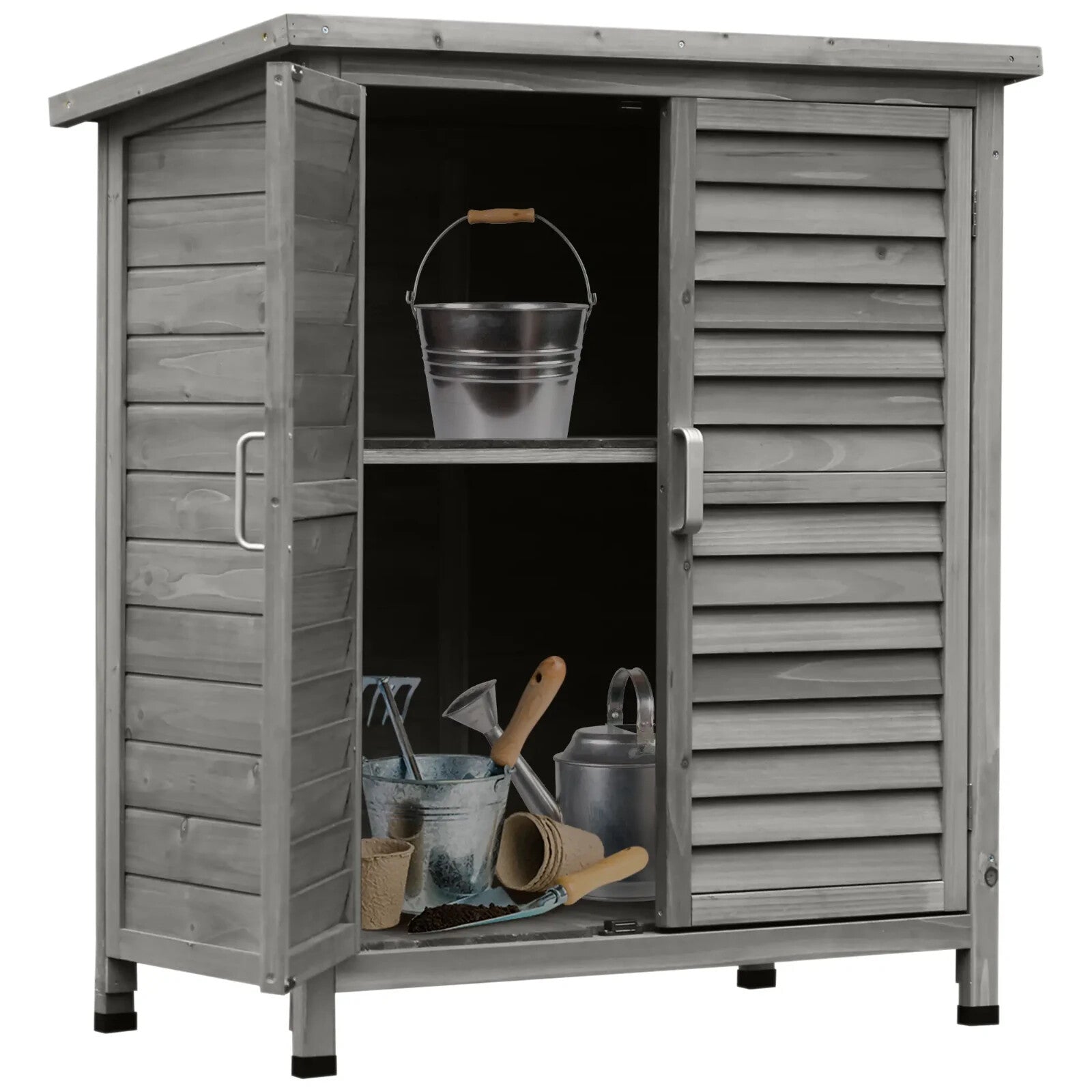 Small Wooden Shed Outdoor Storage Unit Utility Tools Box Garden Patio Cupboard - Home and Garden Furniture Shop - rustic - furniture