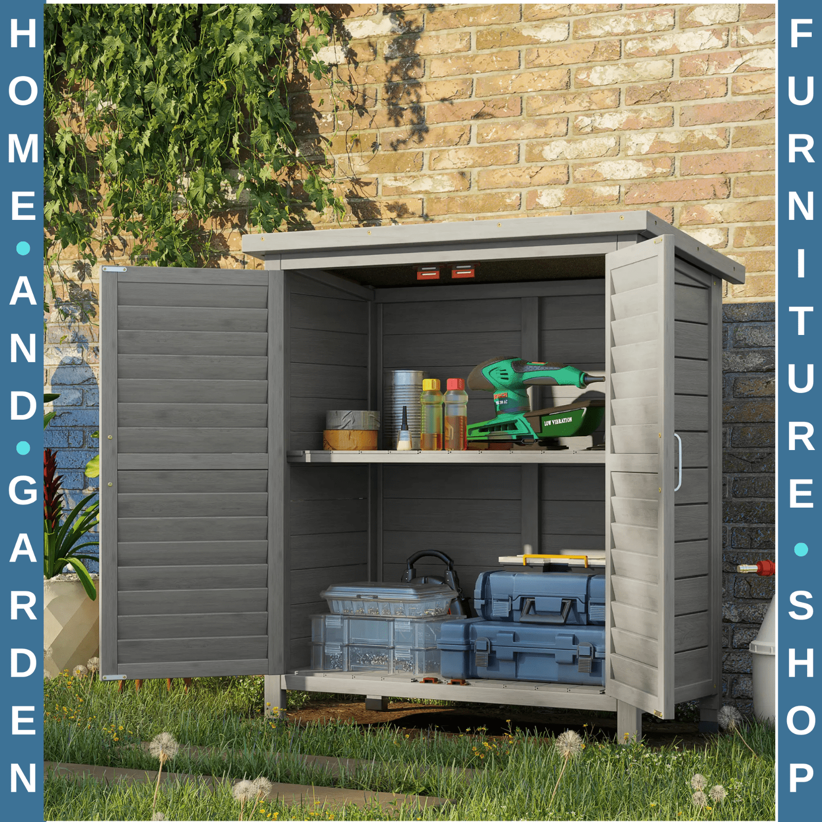 Small Wooden Shed Outdoor Storage Unit Utility Tools Box Garden Patio Cupboard - Home and Garden Furniture Shop - rustic - furniture