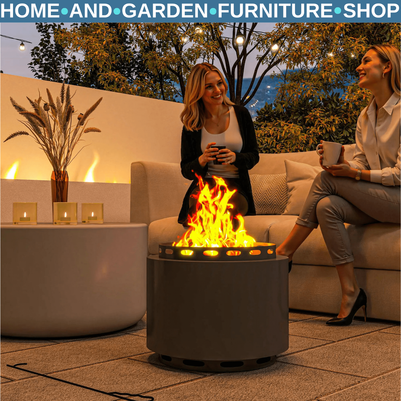 Smokeless 48.5 cm Portable Wood Burning Firepit with Poker for Garden Camping - Home and Garden Furniture Shop - rustic - furniture