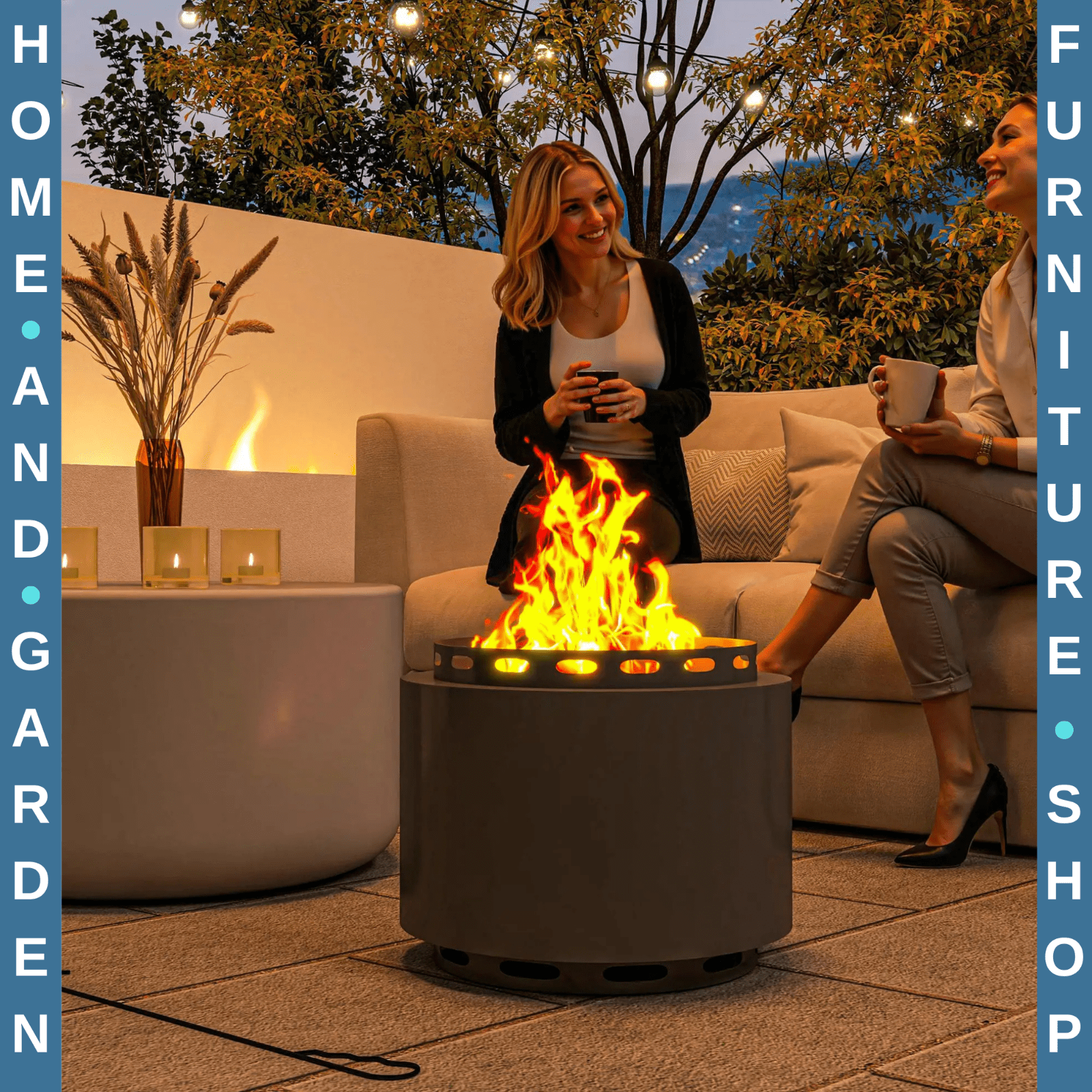 Smokeless 48.5 cm Portable Wood Burning Firepit with Poker for Garden Camping - Home and Garden Furniture Shop - rustic - furniture