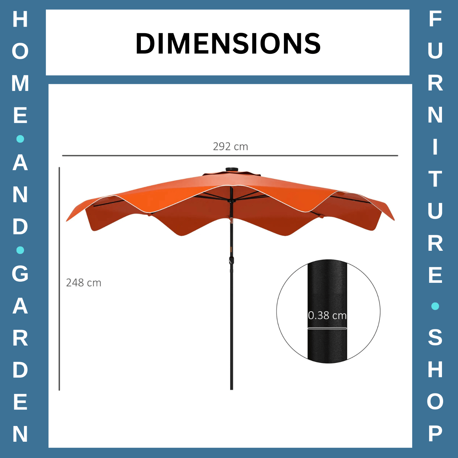 Solar Garden Parasol with LED Lights Crank Tilt 3 x 3 m Outdoor Umbrella Orange - Home and Garden Furniture Shop - rustic - furniture