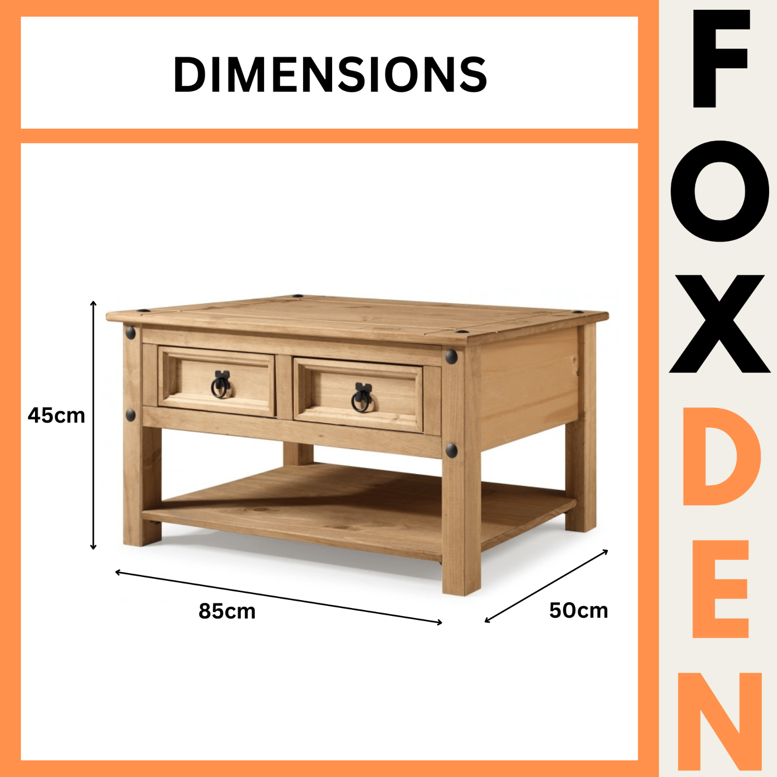 Solid Wood Coffee Table 2 Drawers Shelf Pine Living Room Wooden Furniture Lounge - Home and Garden Furniture Shop - #rustic - furniture#