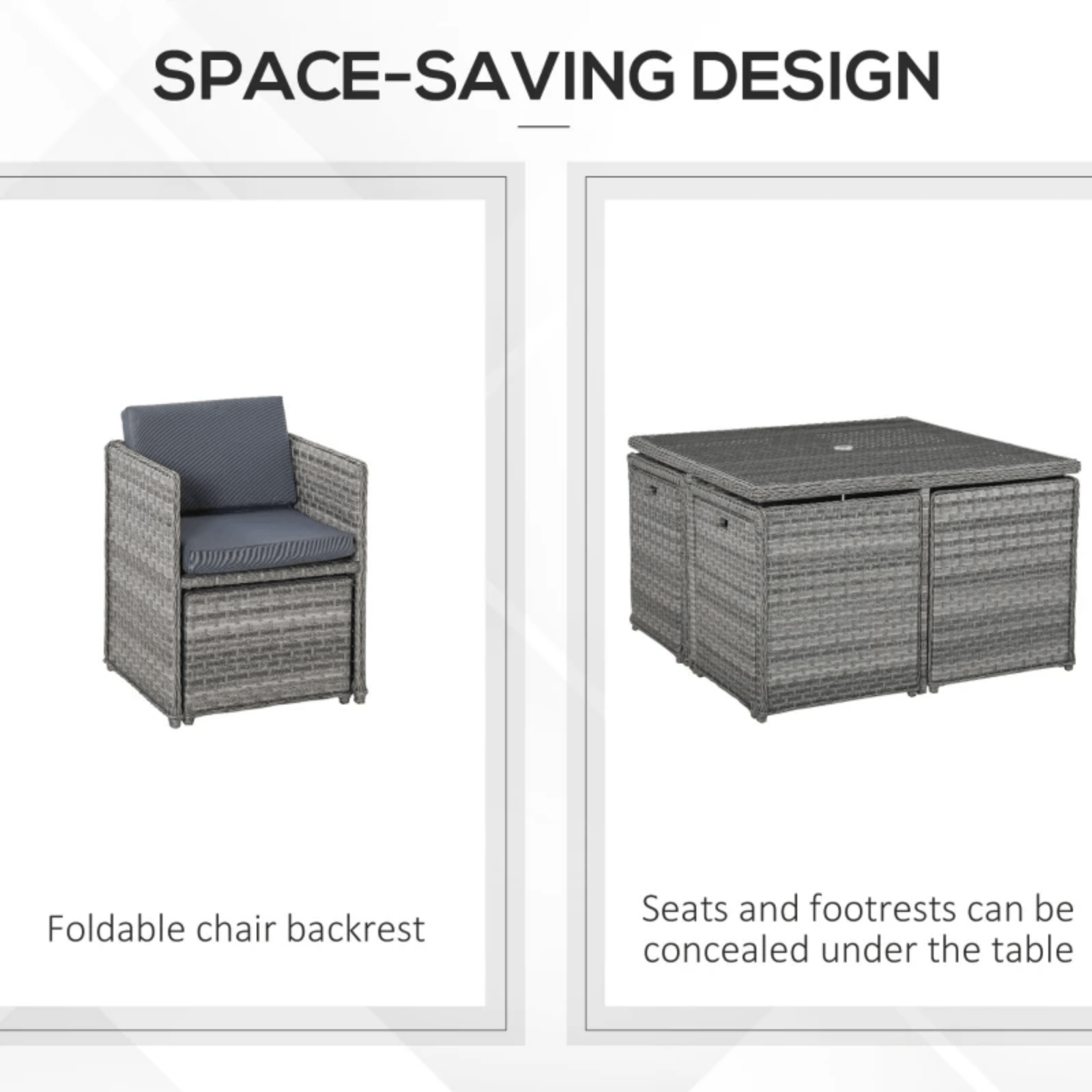 Space Saving 8 Person Patio Rattan Dining Table and Chair Set Garden Furniture - Home and Garden Furniture Shop - rustic - furniture