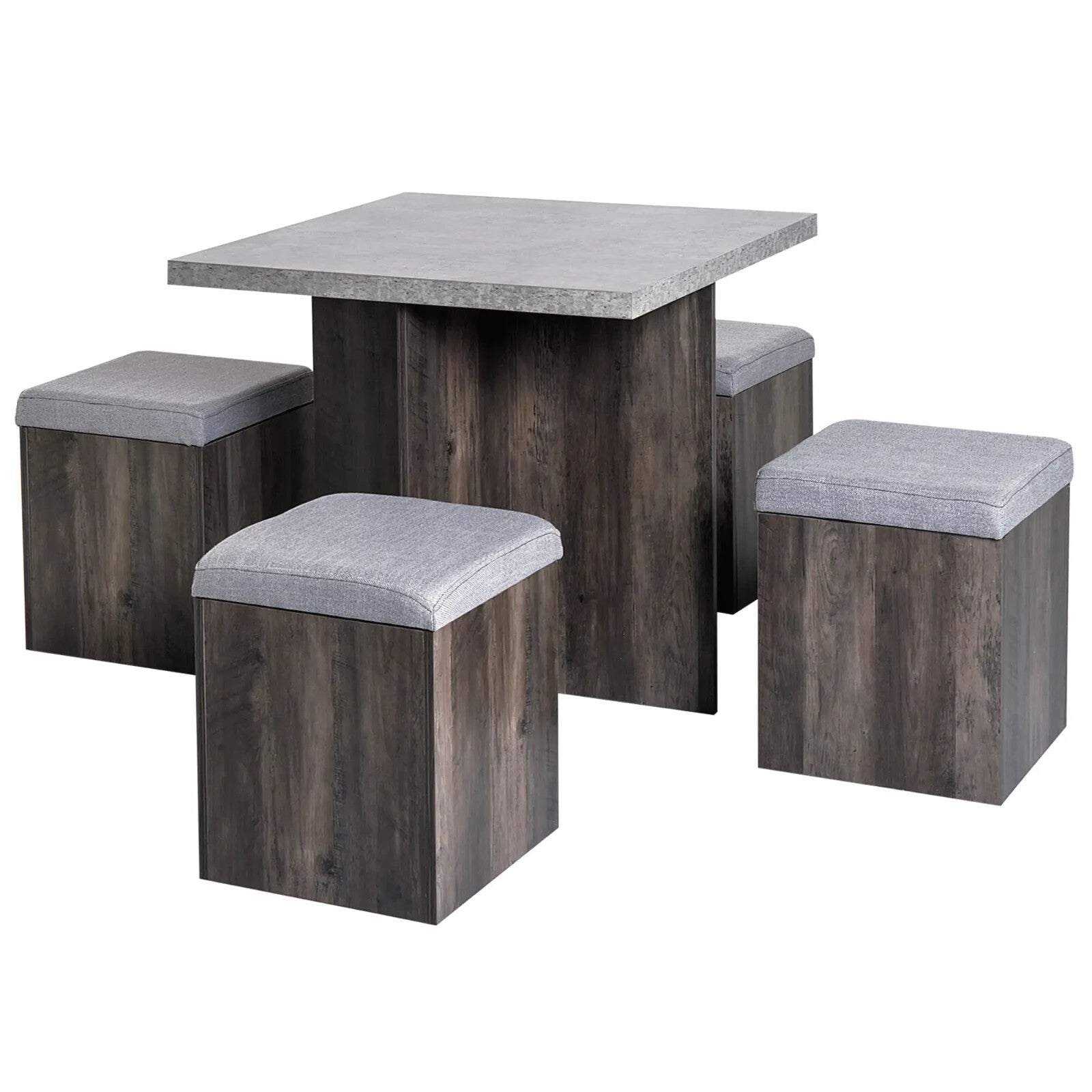 Space Saving Dining Table Set 4 Ottomans Seats Kitchen Bar Table Home Furniture - Home and Garden Furniture Shop - rustic - furniture