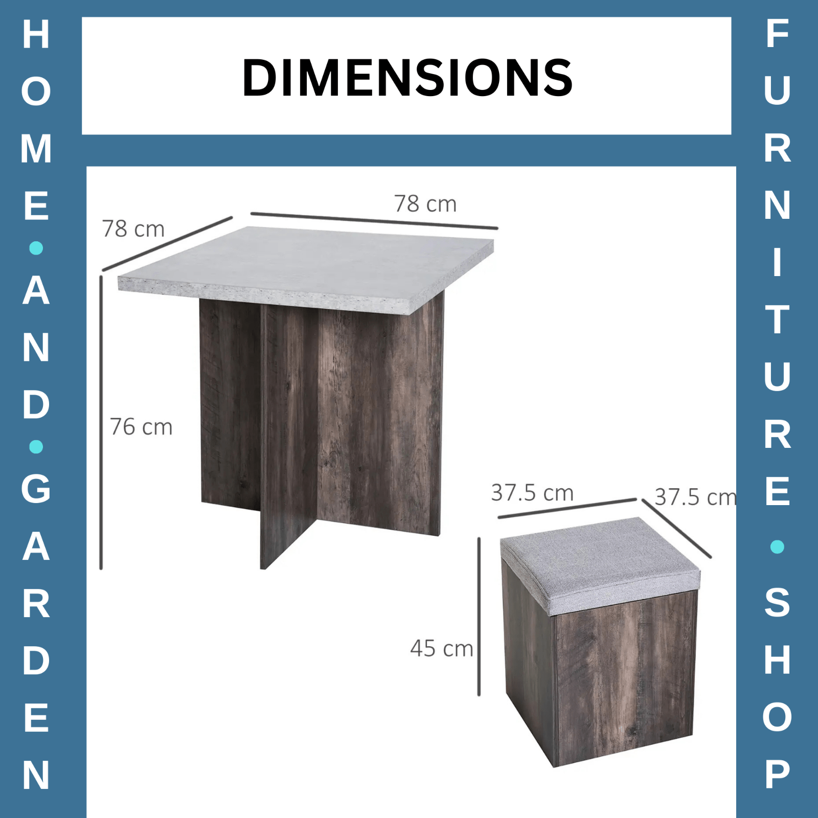 Space Saving Dining Table Set 4 Ottomans Seats Kitchen Bar Table Home Furniture - Home and Garden Furniture Shop - rustic - furniture