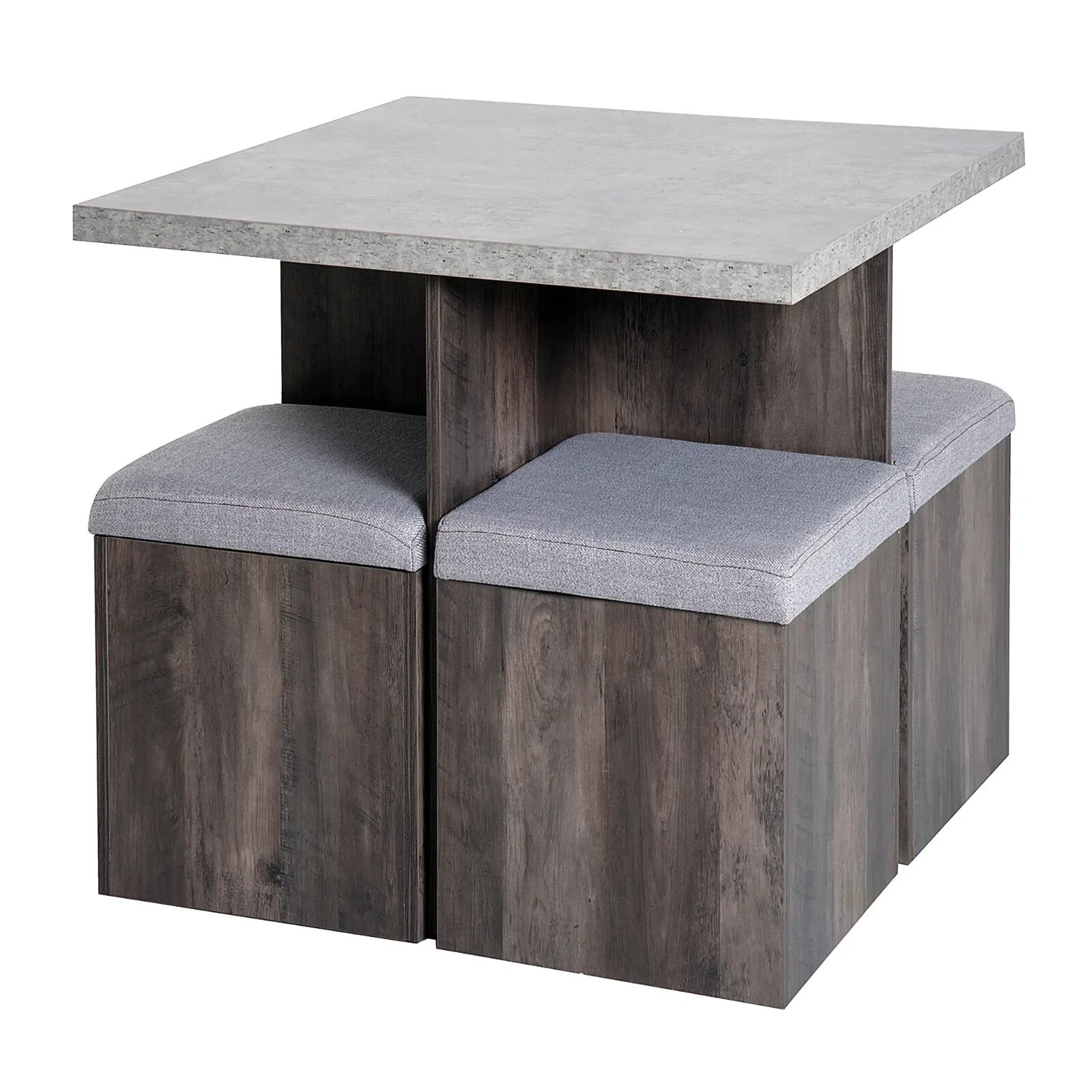 Space Saving Dining Table Set 4 Ottomans Seats Kitchen Bar Table Home Furniture - Home and Garden Furniture Shop - rustic - furniture