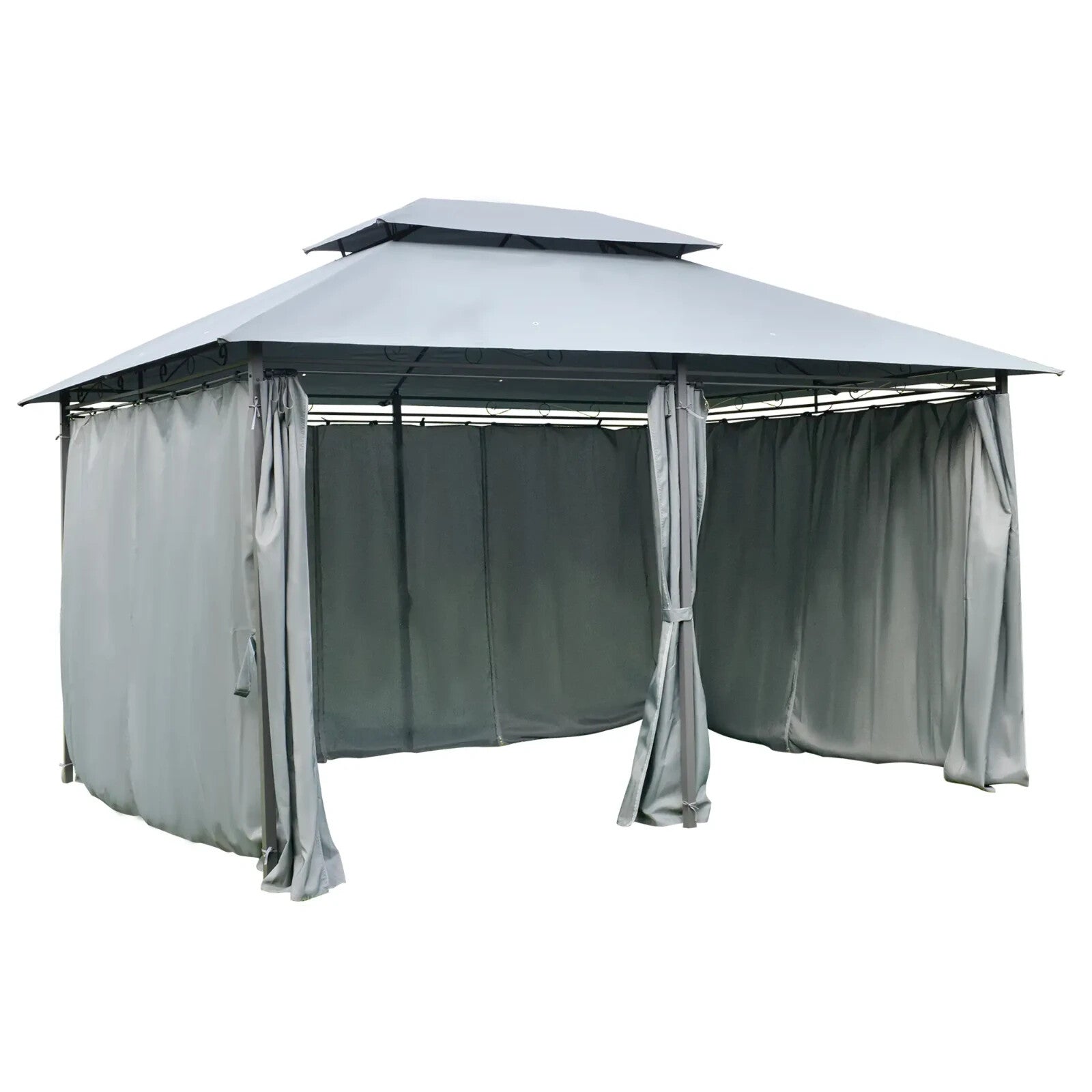 Steel Frame Gazebo Curtains 4m x 3m Outdoor 2 - Tier Garden Tent Sun Shade Cover - Home and Garden Furniture Shop - rustic - furniture