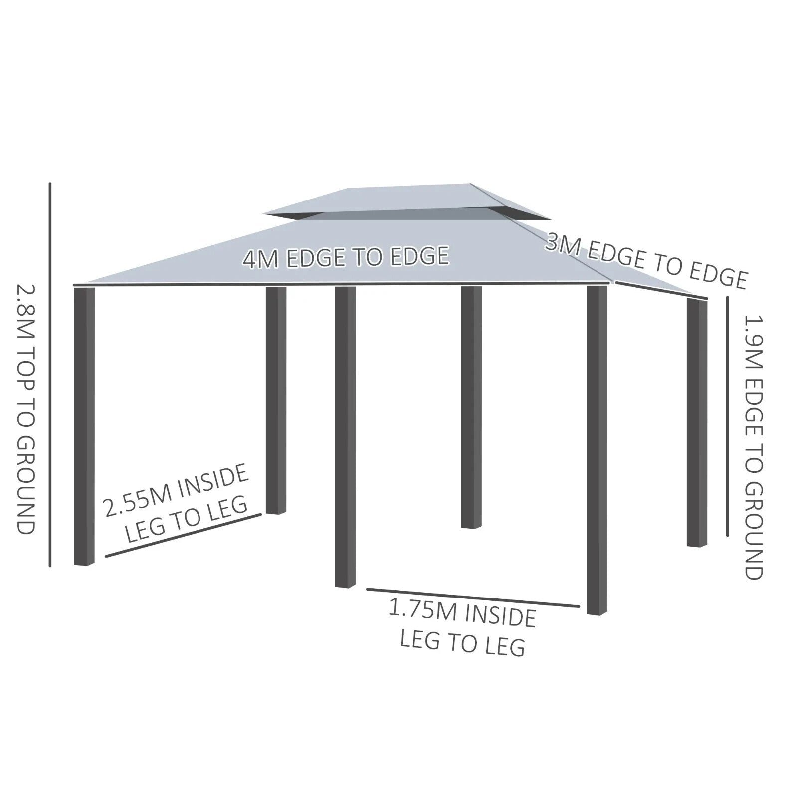 Steel Frame Gazebo Curtains 4m x 3m Outdoor 2 - Tier Garden Tent Sun Shade Cover - Home and Garden Furniture Shop - rustic - furniture