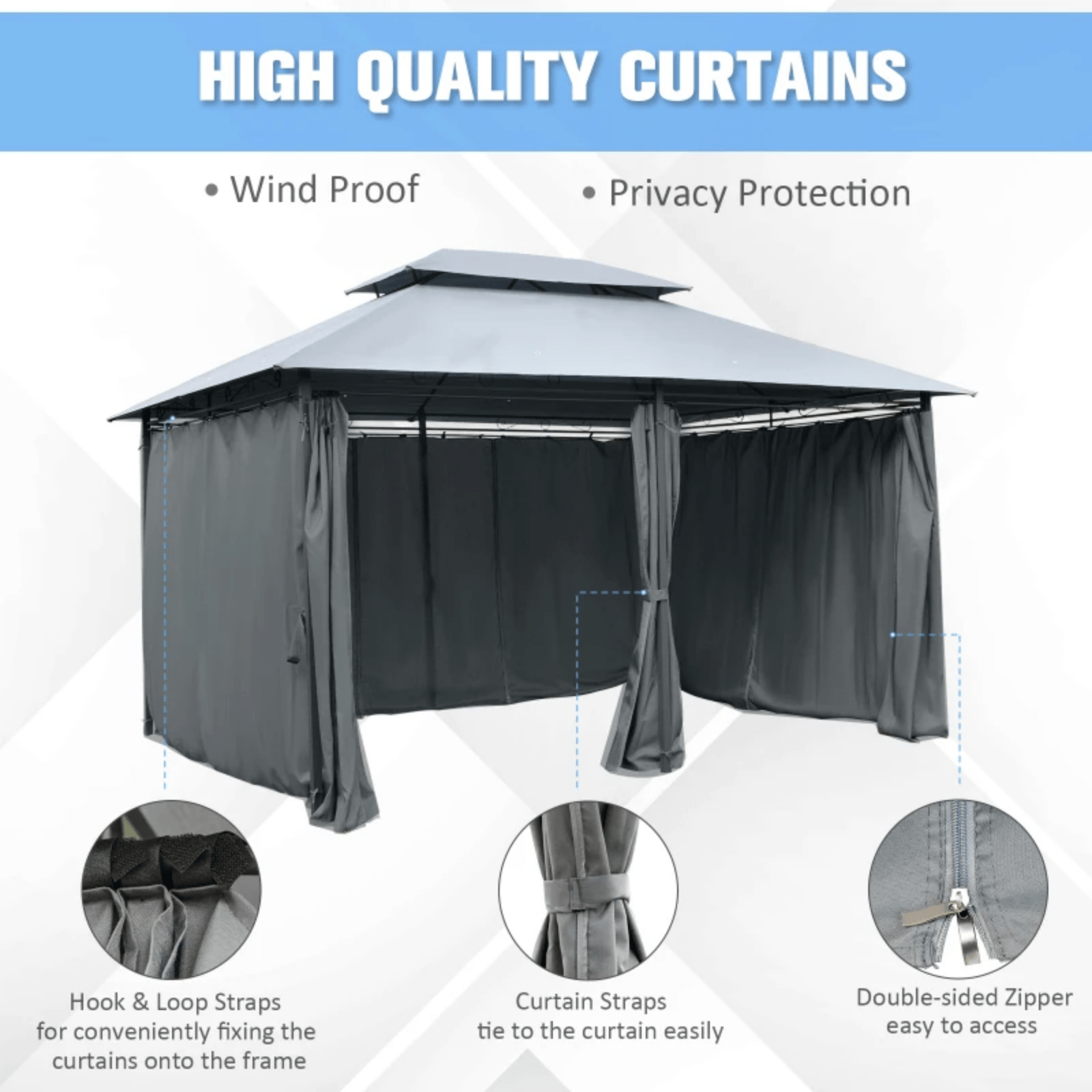 Steel Frame Gazebo Curtains 4m x 3m Outdoor 2 - Tier Garden Tent Sun Shade Cover - Home and Garden Furniture Shop - #rustic - furniture#