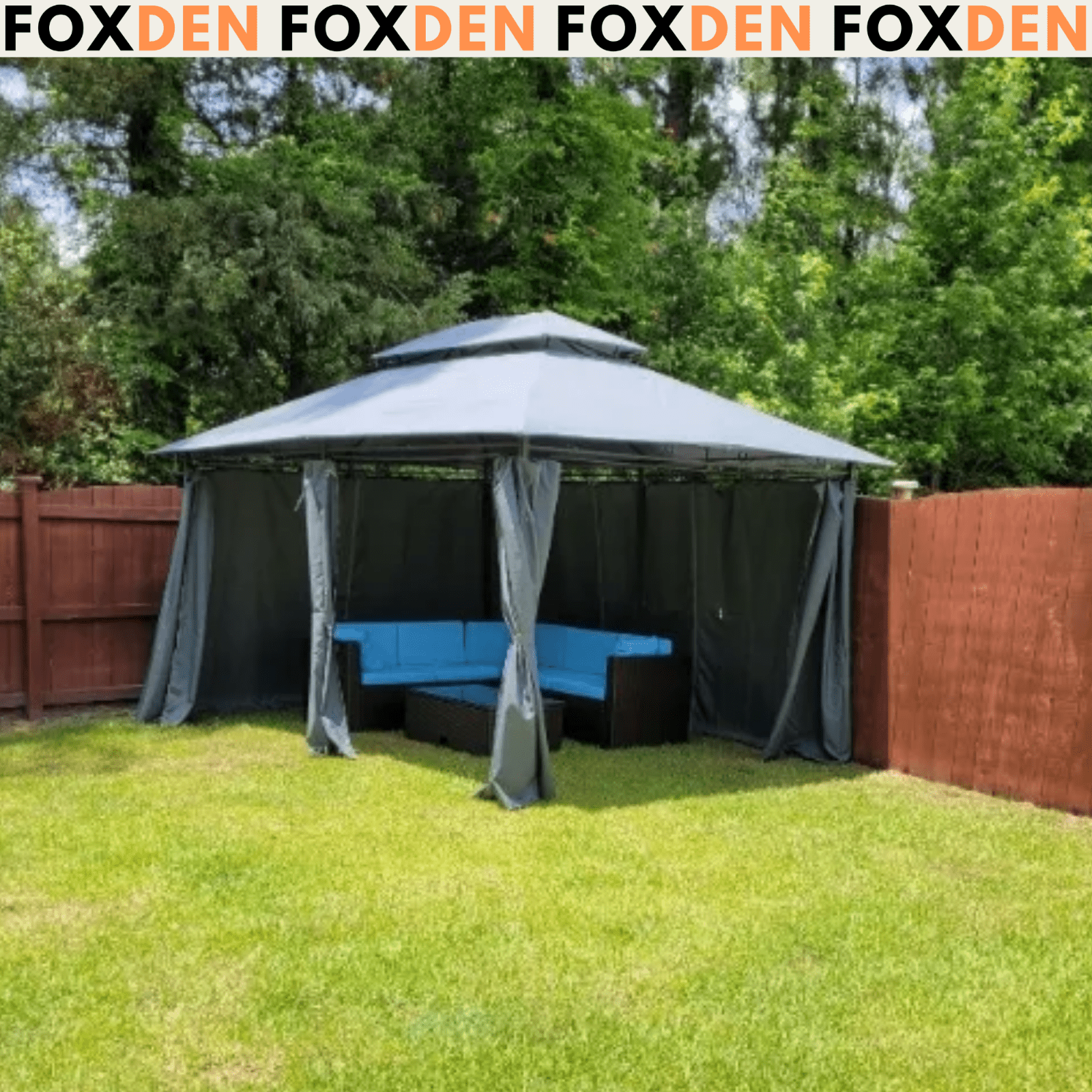 Steel Frame Gazebo Curtains 4m x 3m Outdoor 2 - Tier Garden Tent Sun Shade Cover - Home and Garden Furniture Shop - #rustic - furniture#