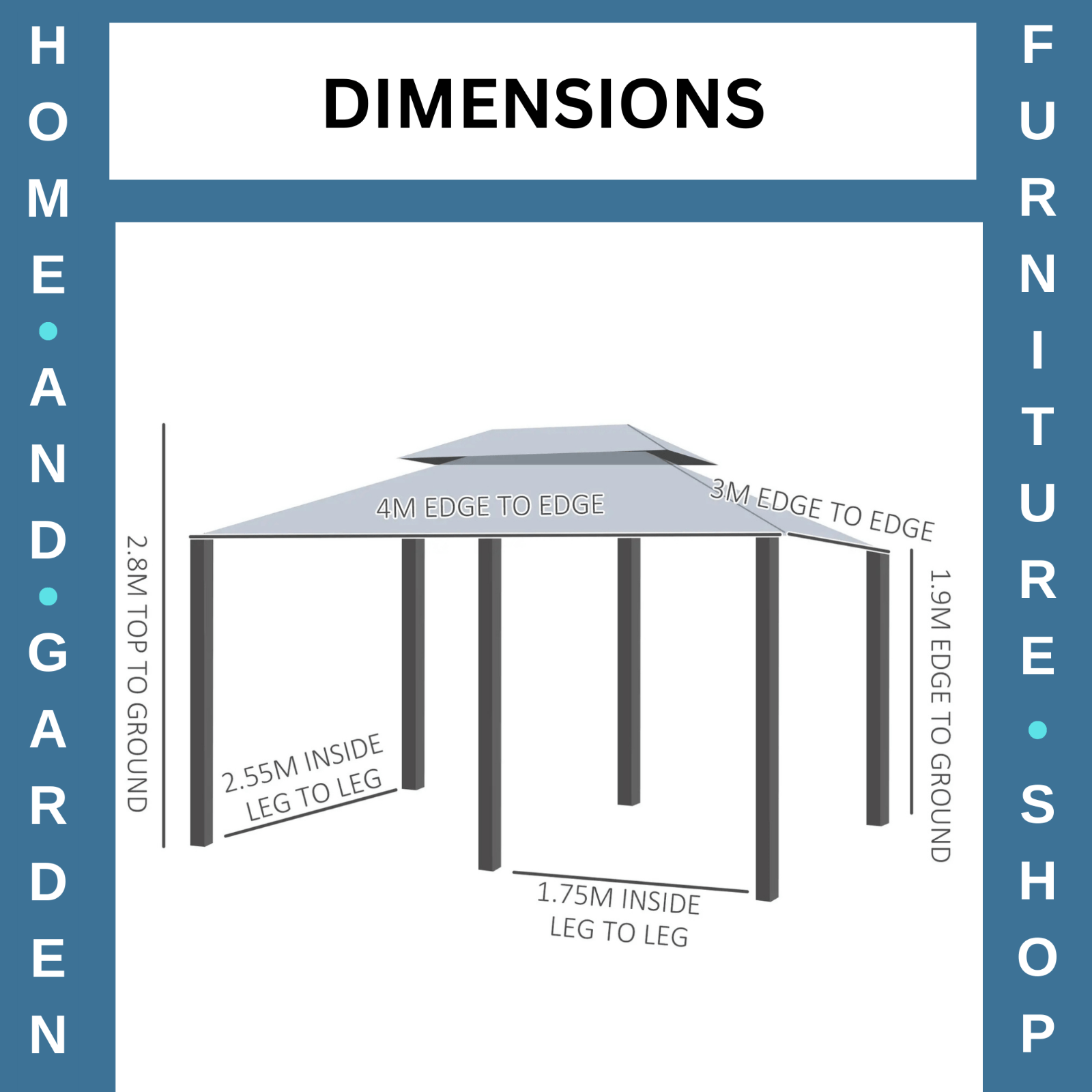 Steel Frame Gazebo Curtains 4m x 3m Outdoor 2 - Tier Garden Tent Sun Shade Cover - Home and Garden Furniture Shop - rustic - furniture