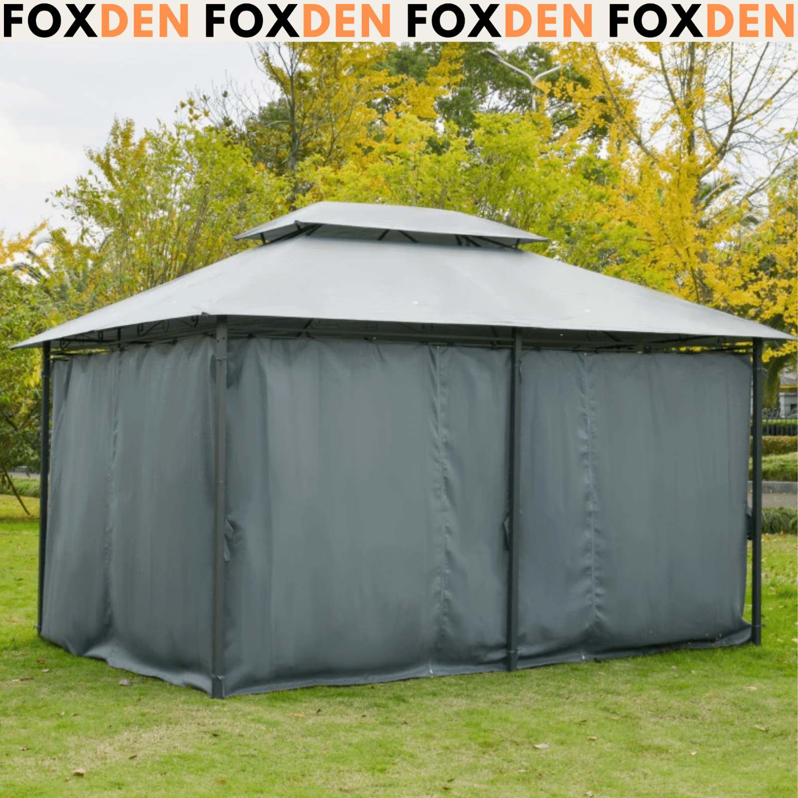 Steel Frame Gazebo Curtains 4m x 3m Outdoor 2 - Tier Garden Tent Sun Shade Cover - Home and Garden Furniture Shop - #rustic - furniture#