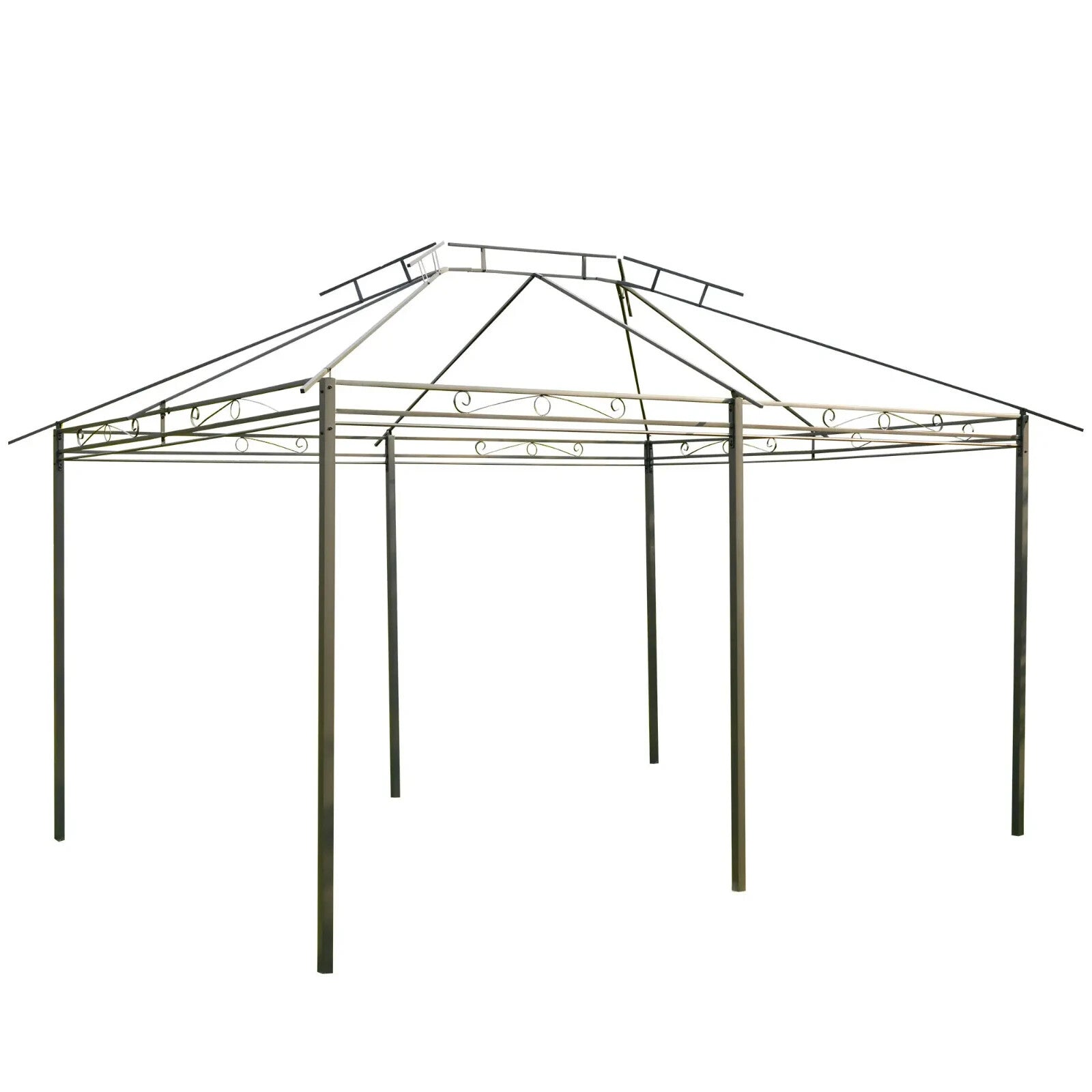 Steel Frame Gazebo Curtains 4m x 3m Outdoor 2 - Tier Garden Tent Sun Shade Cover - Home and Garden Furniture Shop - rustic - furniture