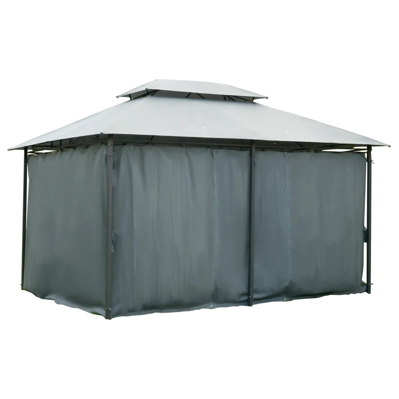 Steel Frame Gazebo Curtains 4m x 3m Outdoor 2 - Tier Garden Tent Sun Shade Cover - Home and Garden Furniture Shop - rustic - furniture