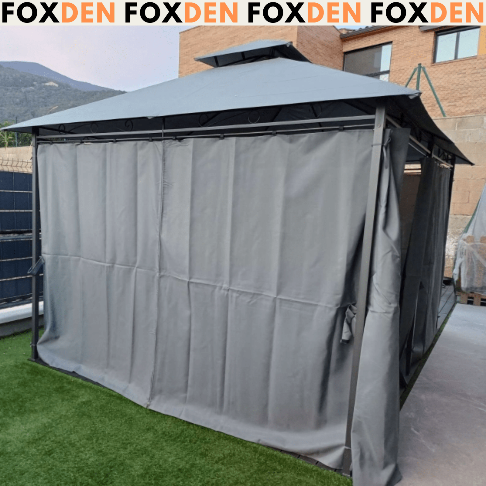 Steel Frame Gazebo Curtains 4m x 3m Outdoor 2 - Tier Garden Tent Sun Shade Cover - Home and Garden Furniture Shop - #rustic - furniture#