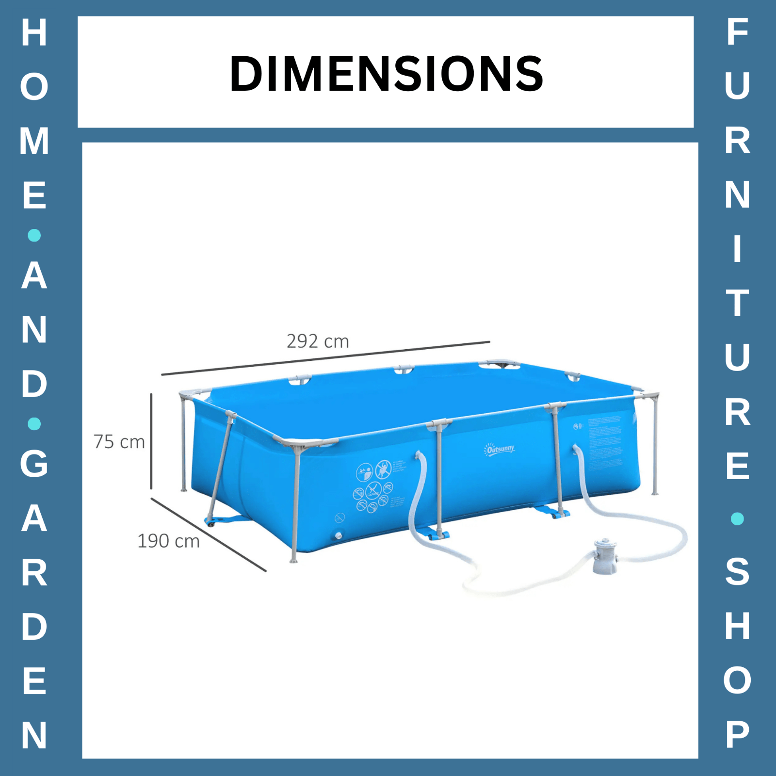 Steel Frame Swimming Pool w/ Filter Pump Reinforced Sidewalls 292 x 190 x 75 cm - Home and Garden Furniture Shop - rustic - furniture