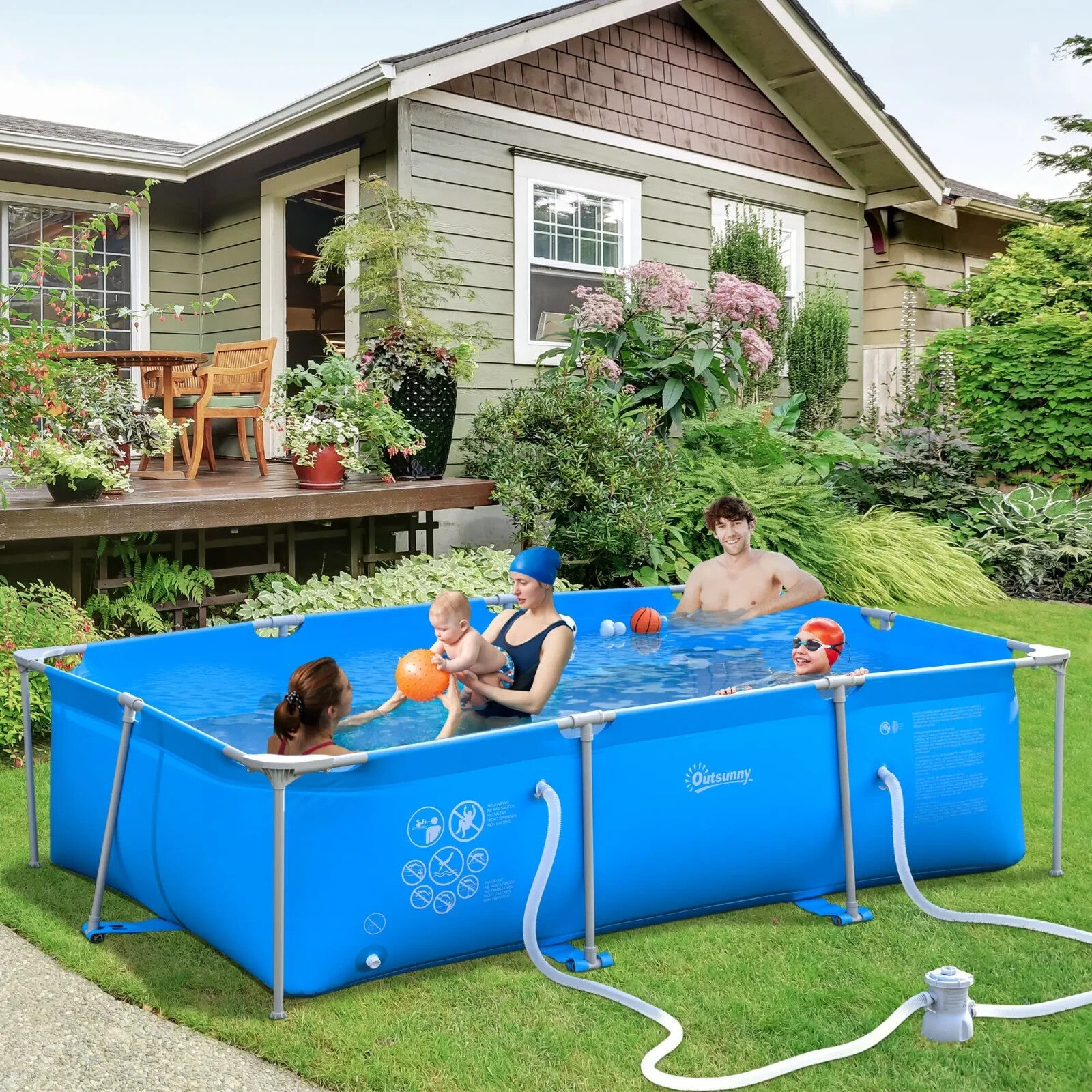 Steel Frame Swimming Pool w/ Filter Pump Reinforced Sidewalls 292 x 190 x 75 cm - Home and Garden Furniture Shop - rustic - furniture