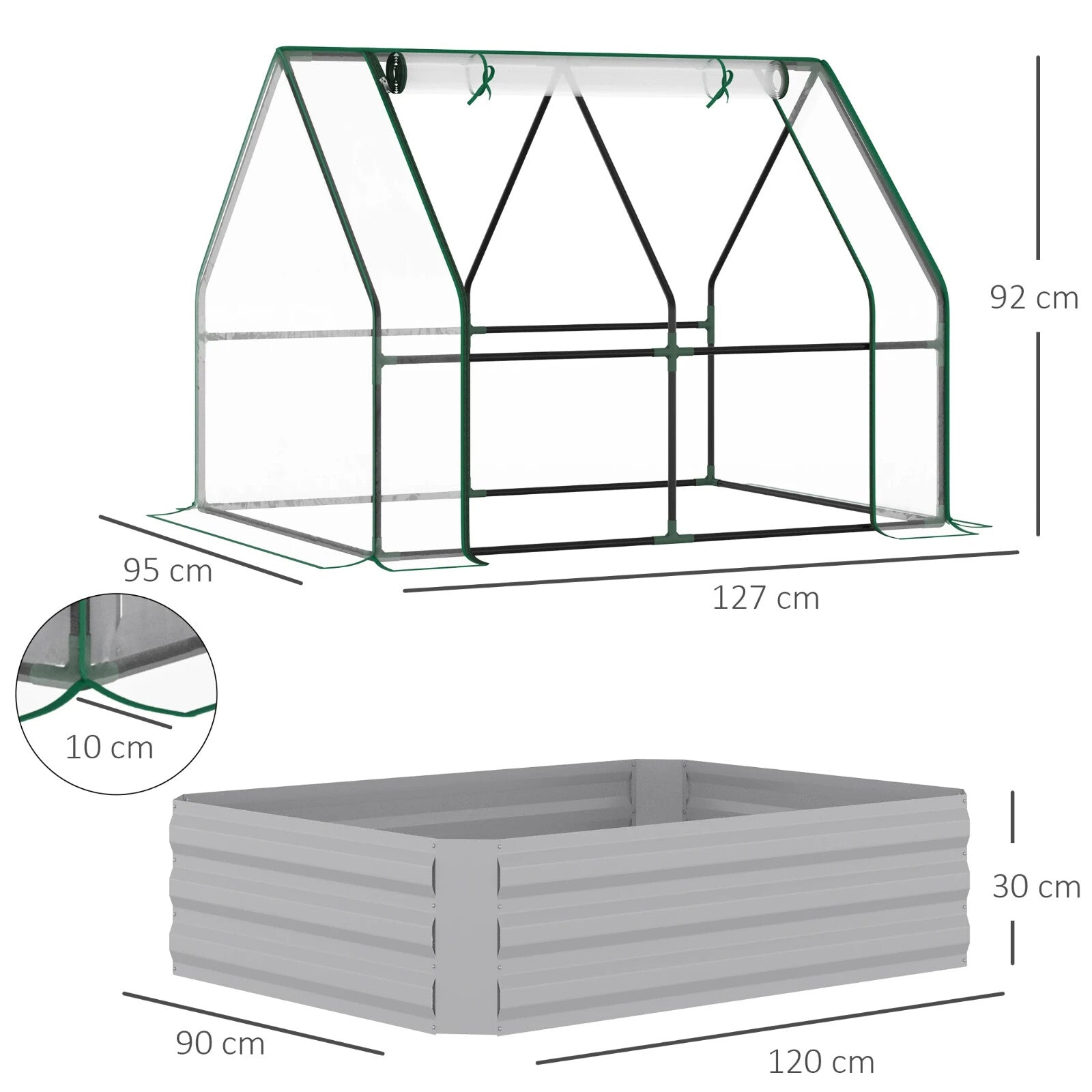 Steel Raised Garden Planter Box Kit w/ Greenhouse Cover for Use Outdoor Growing - Home and Garden Furniture Shop - rustic - furniture