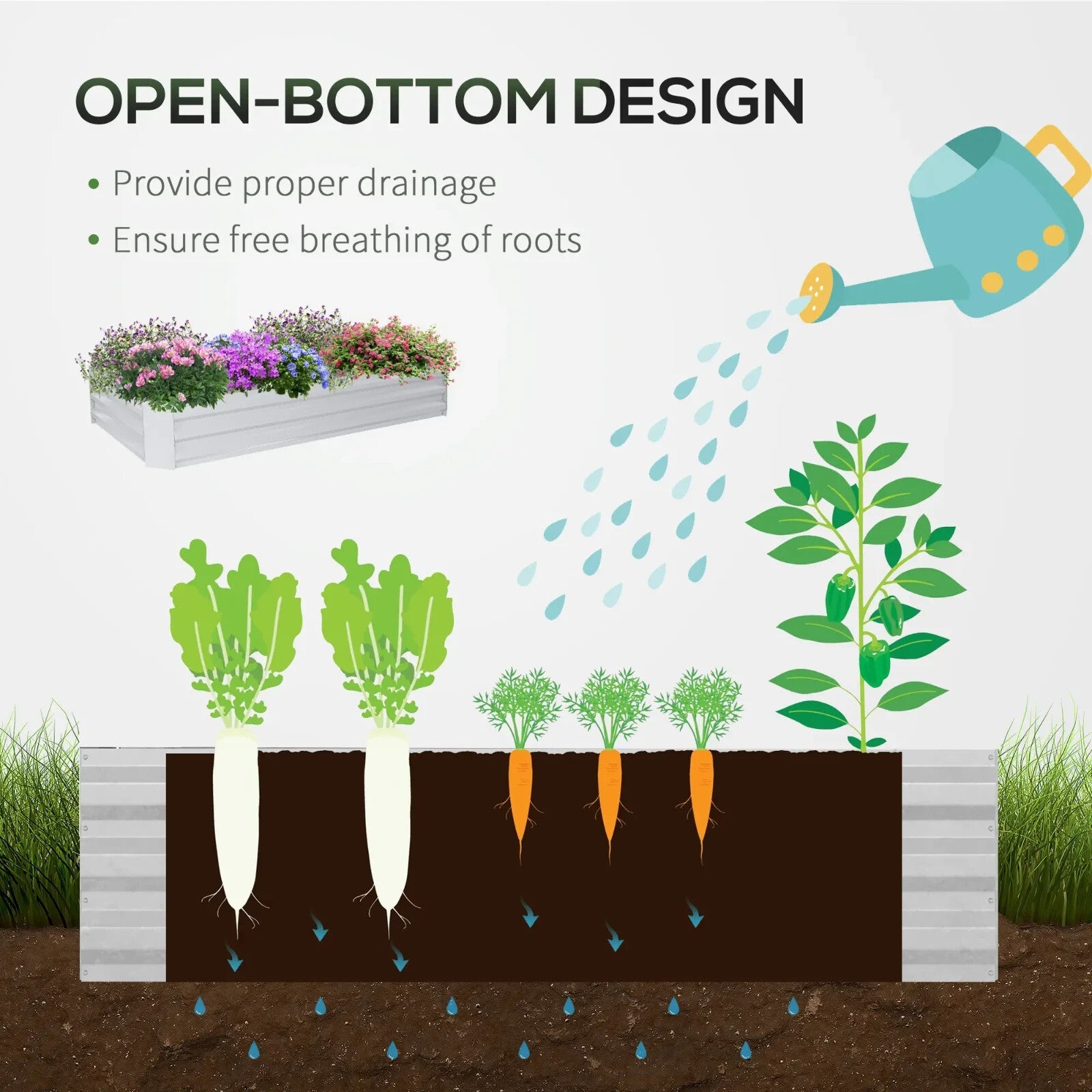 Steel Raised Garden Planter Box Kit w/ Greenhouse Cover Outdoor Dual Use Growing - Home and Garden Furniture Shop - rustic - furniture