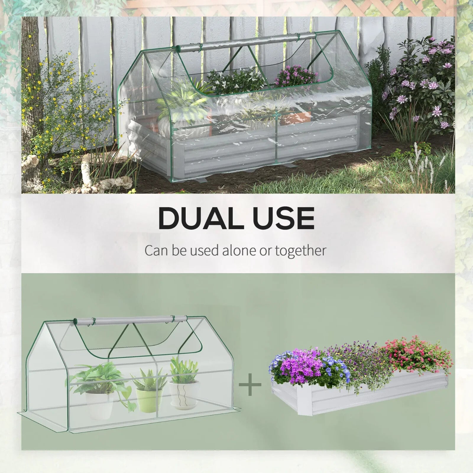 Steel Raised Garden Planter Box Kit w/ Greenhouse Cover Outdoor Dual Use Growing - Home and Garden Furniture Shop - rustic - furniture