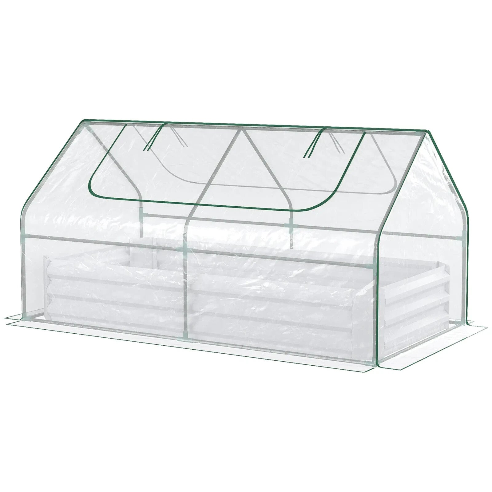 Steel Raised Garden Planter Box Kit w/ Greenhouse Cover Outdoor Dual Use Growing - Home and Garden Furniture Shop - rustic - furniture
