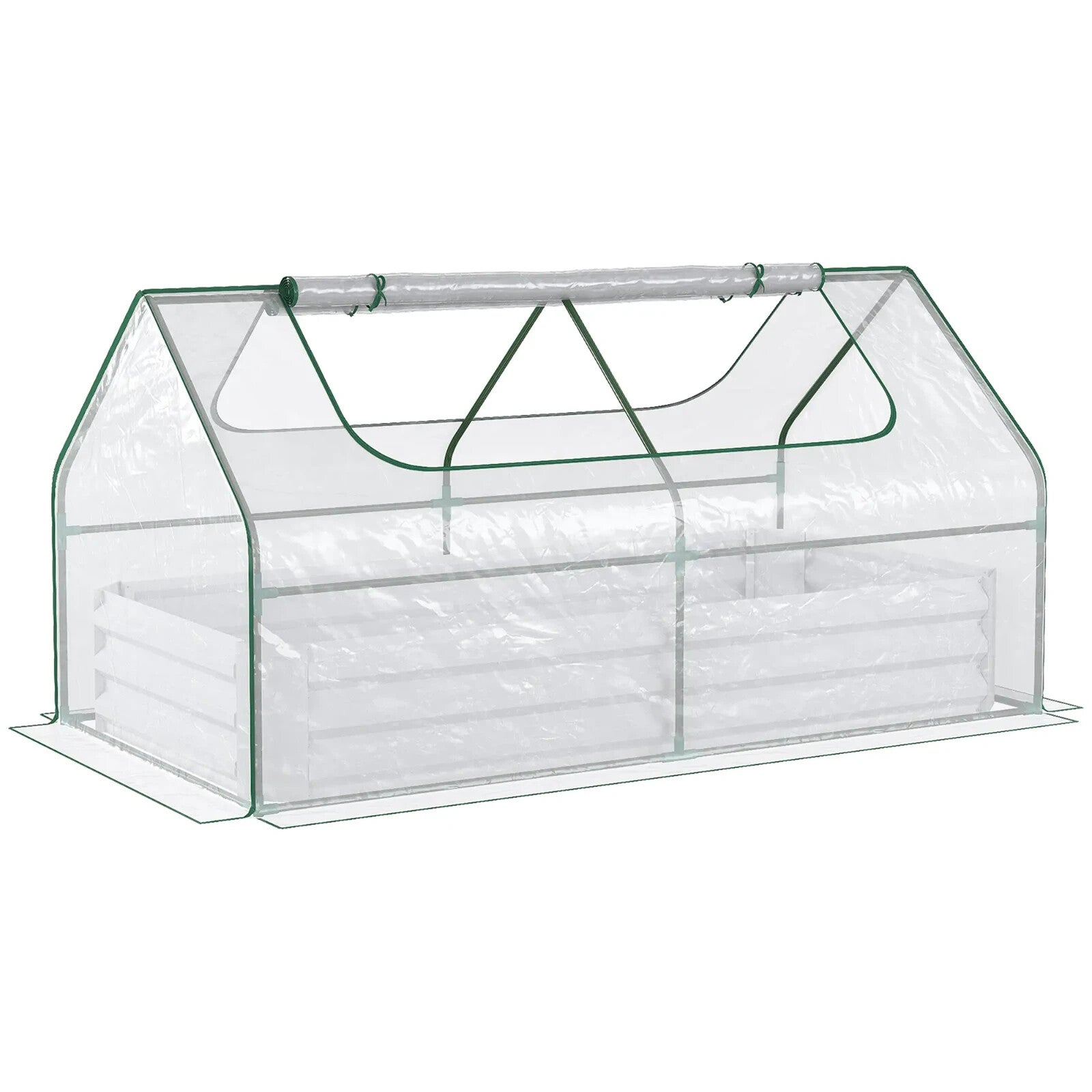 Steel Raised Garden Planter Box Kit w/ Greenhouse Cover Outdoor Dual Use Growing - Home and Garden Furniture Shop - rustic - furniture