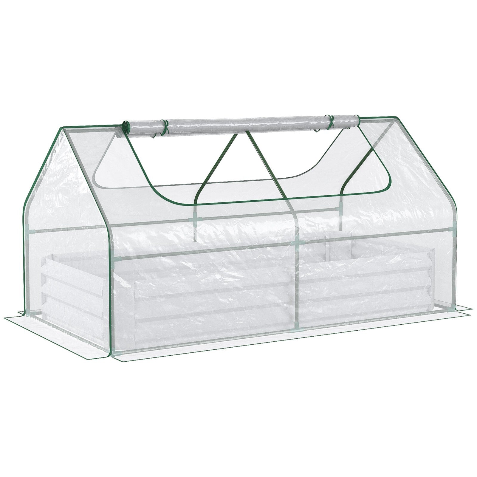 Steel Raised Garden Planter Box Kit w/ Greenhouse Cover Outdoor Dual Use Growing - Home and Garden Furniture Shop - rustic - furniture