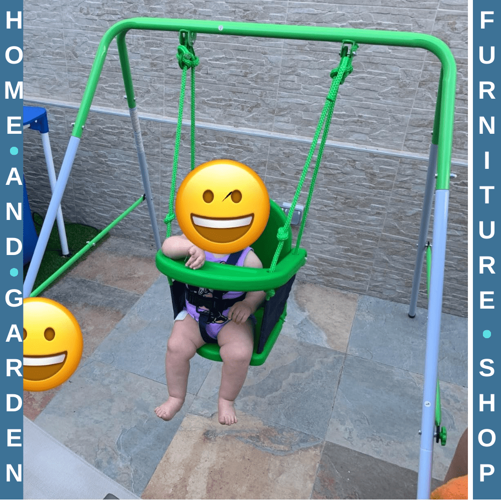 Steel Toddler Nursery Swing Outdoor Garden Seat with Safety Belt and Backrest - Home and Garden Furniture Shop - rustic - furniture