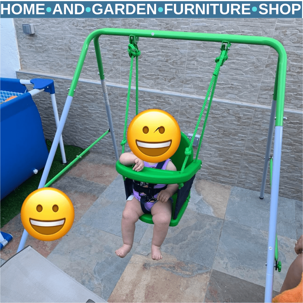 Steel Toddler Nursery Swing Outdoor Garden Seat with Safety Belt and Backrest - Home and Garden Furniture Shop - rustic - furniture