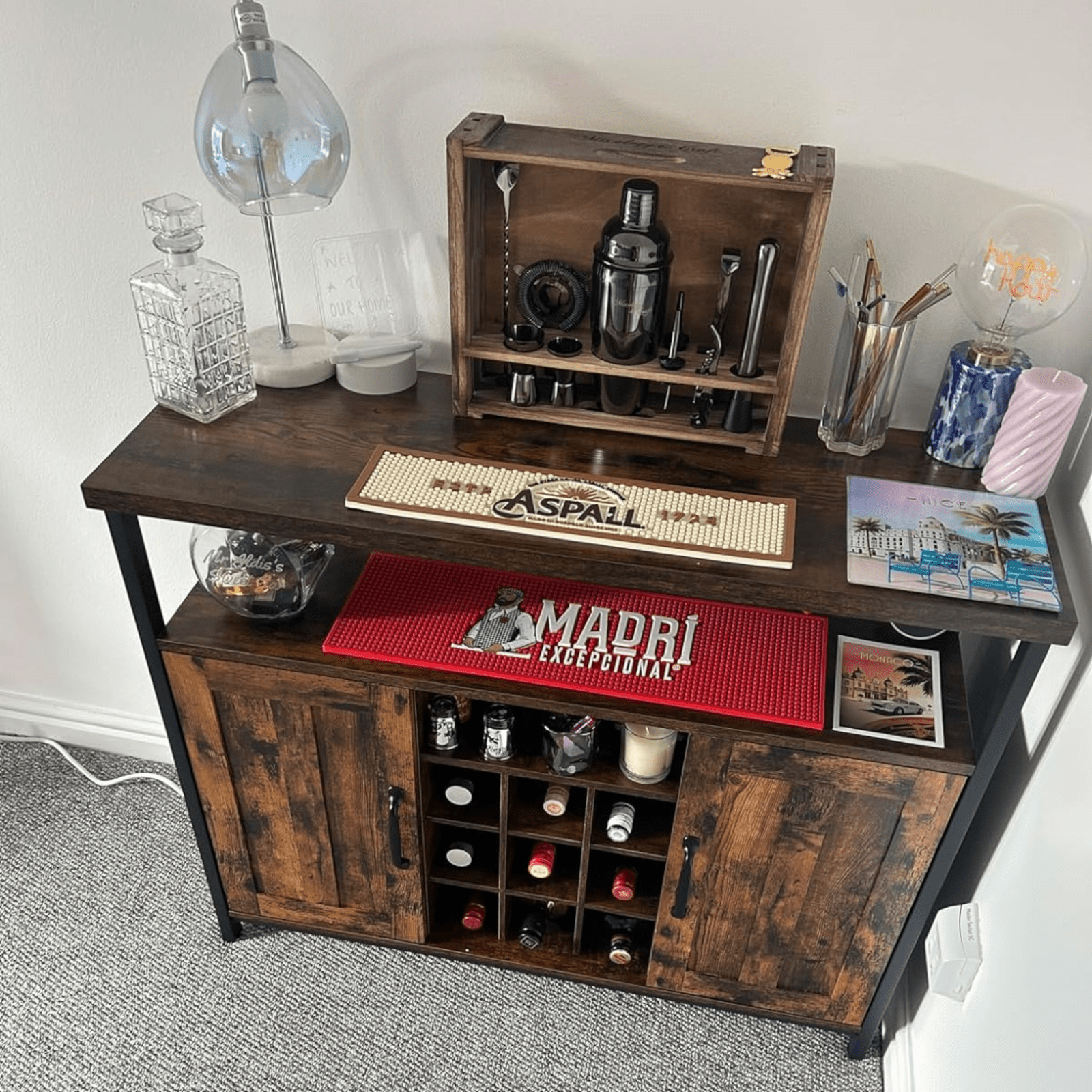 Storage Cabinet Sideboard and Buffet Table with Wine Holder Cupboard Drinks Unit - Home and Garden Furniture Shop - rustic - furniture