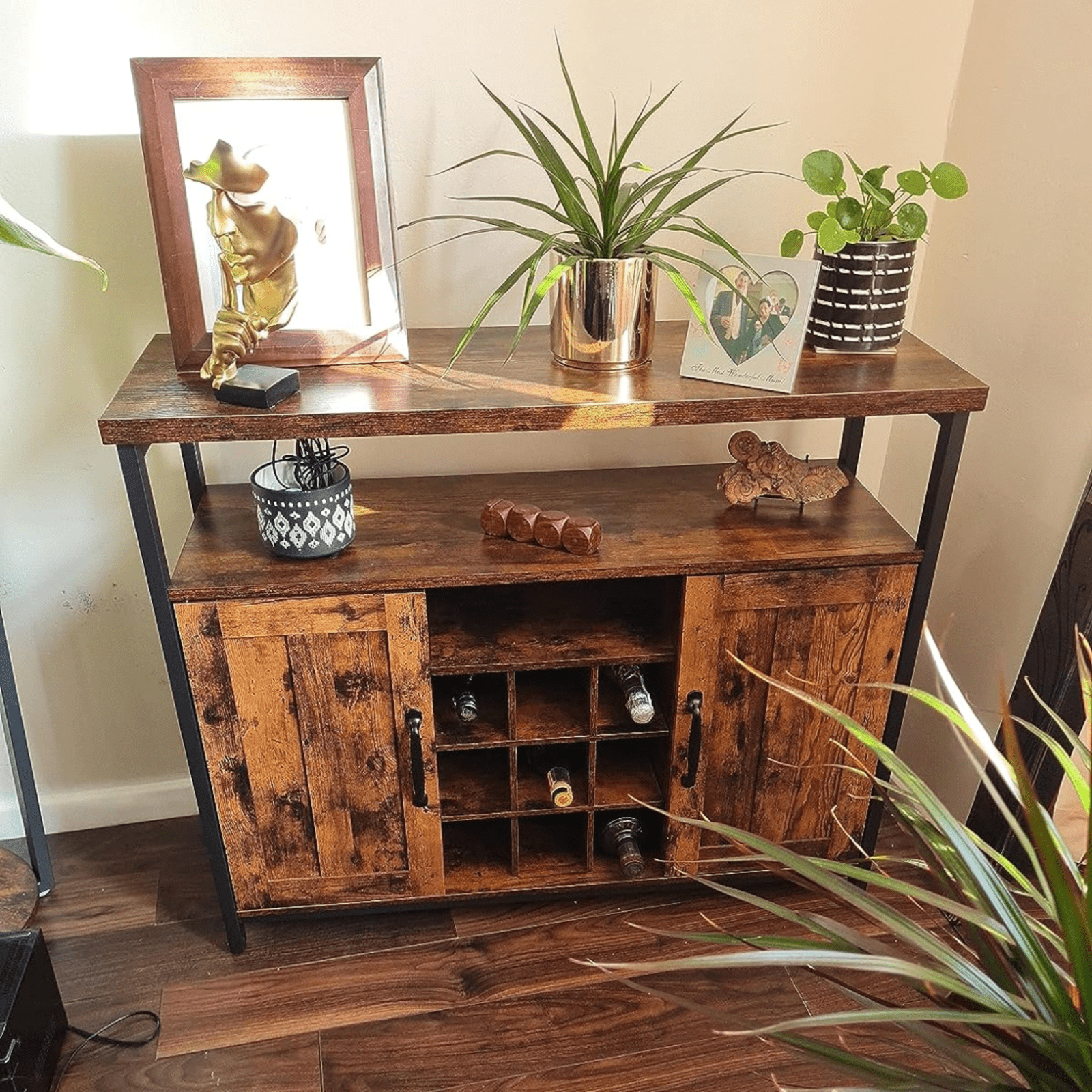 Storage Cabinet Sideboard and Buffet Table with Wine Holder Cupboard Drinks Unit - Home and Garden Furniture Shop - #rustic - furniture#