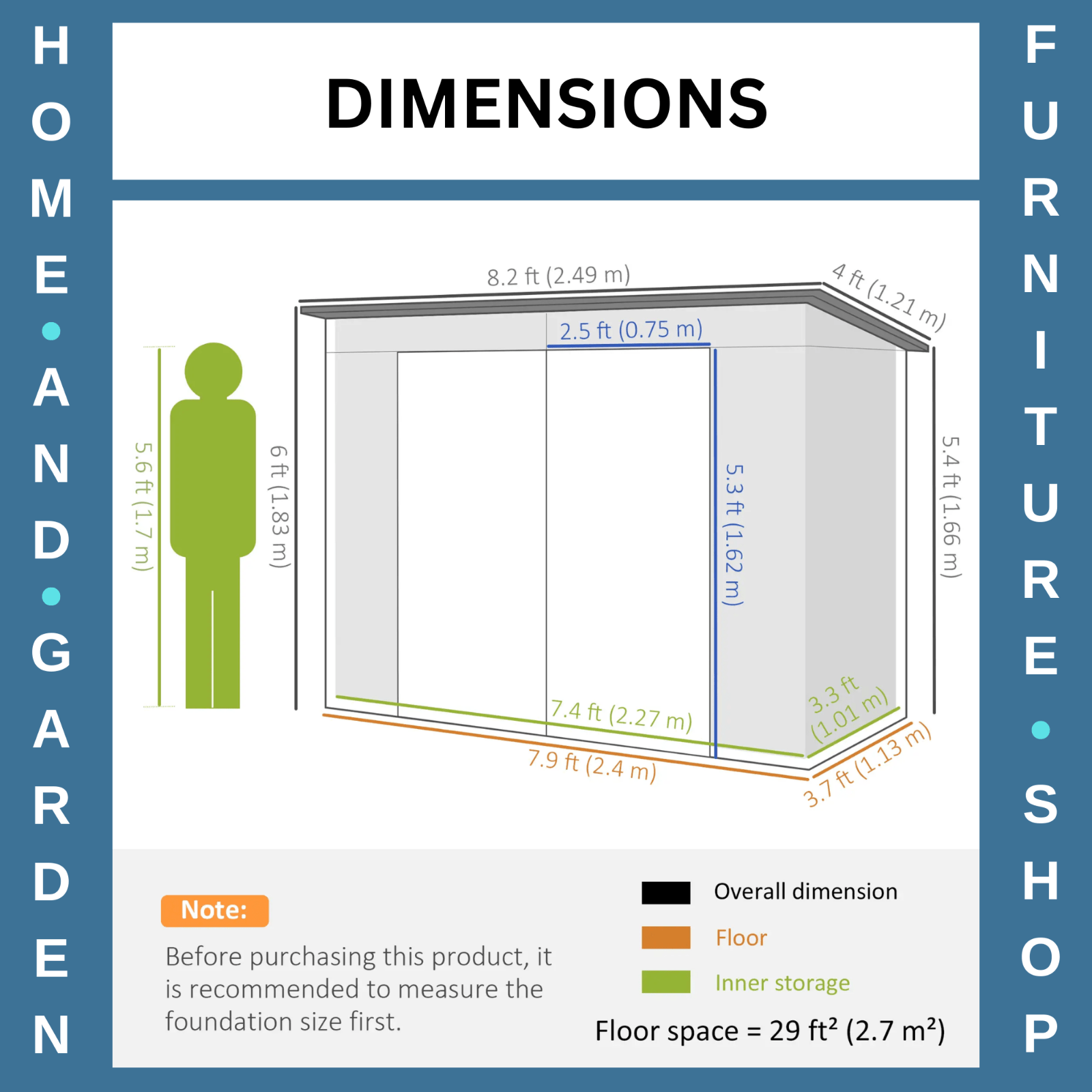 Storage Shed Rectangular Padlock Latched Double Doors w/ Ventilation Slots Grey - Home and Garden Furniture Shop - rustic - furniture