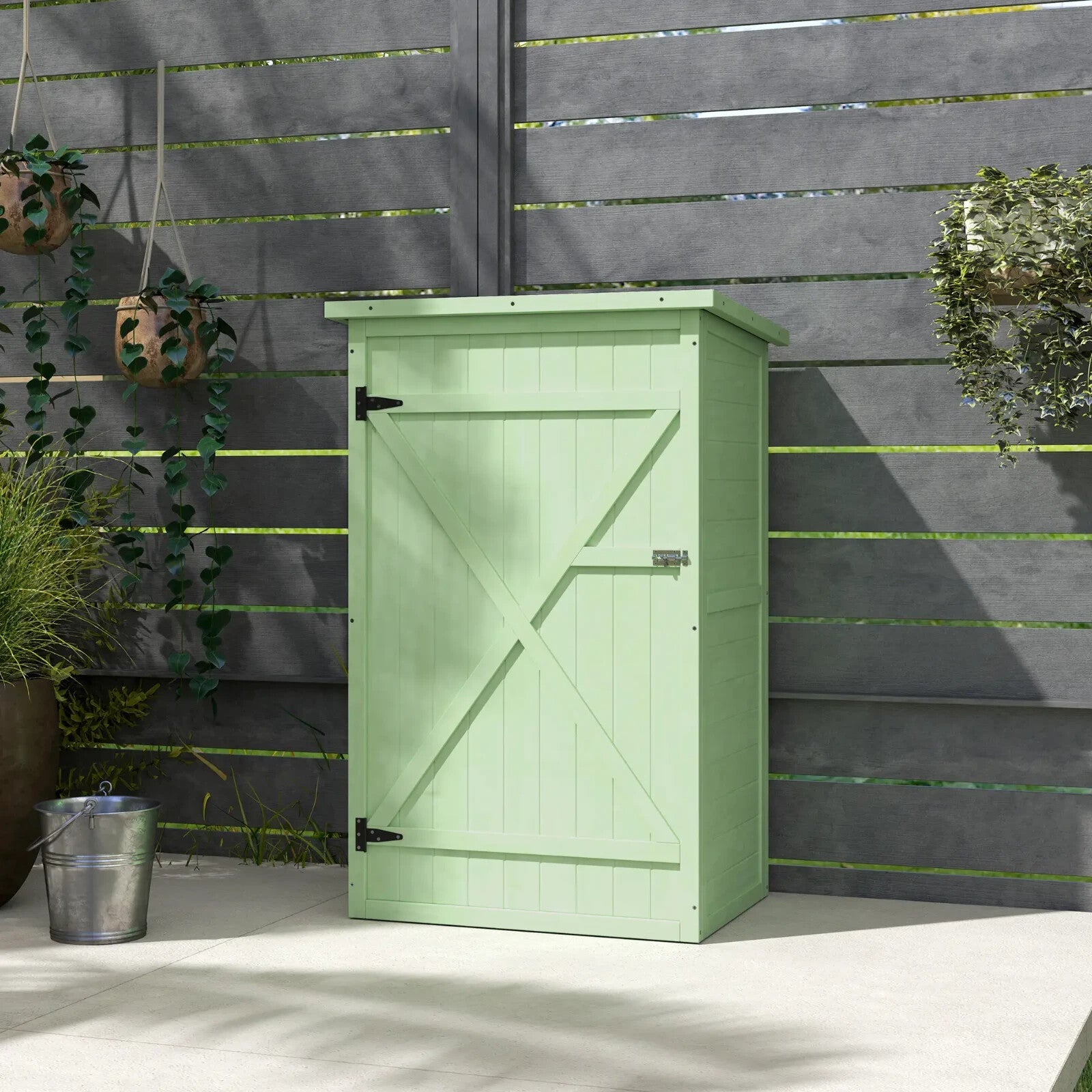Storage Shed Waterproof with Bolt Latch Lockable Hinged Doors & Shelves Green - Home and Garden Furniture Shop - rustic - furniture