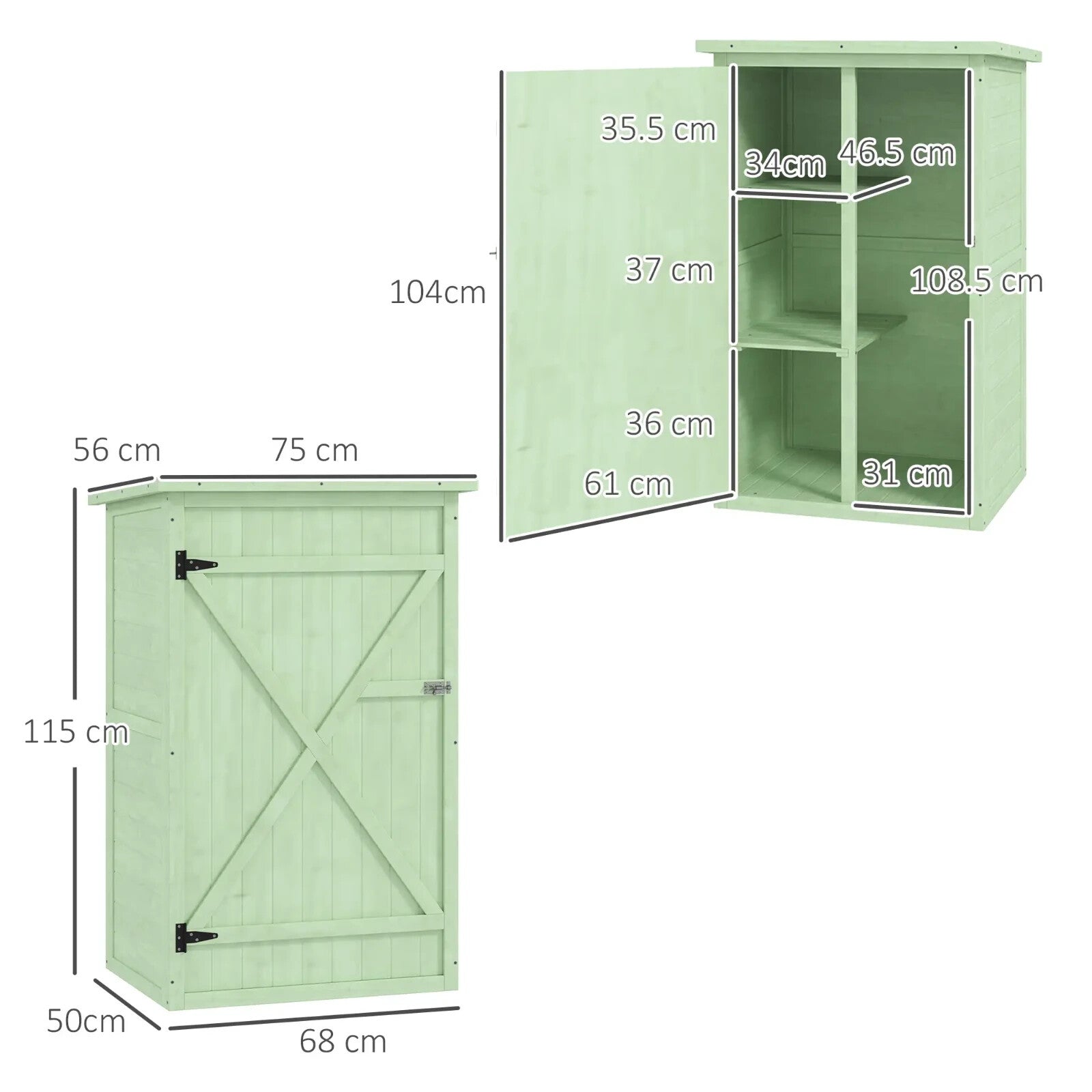 Storage Shed Waterproof with Bolt Latch Lockable Hinged Doors & Shelves Green - Home and Garden Furniture Shop - rustic - furniture